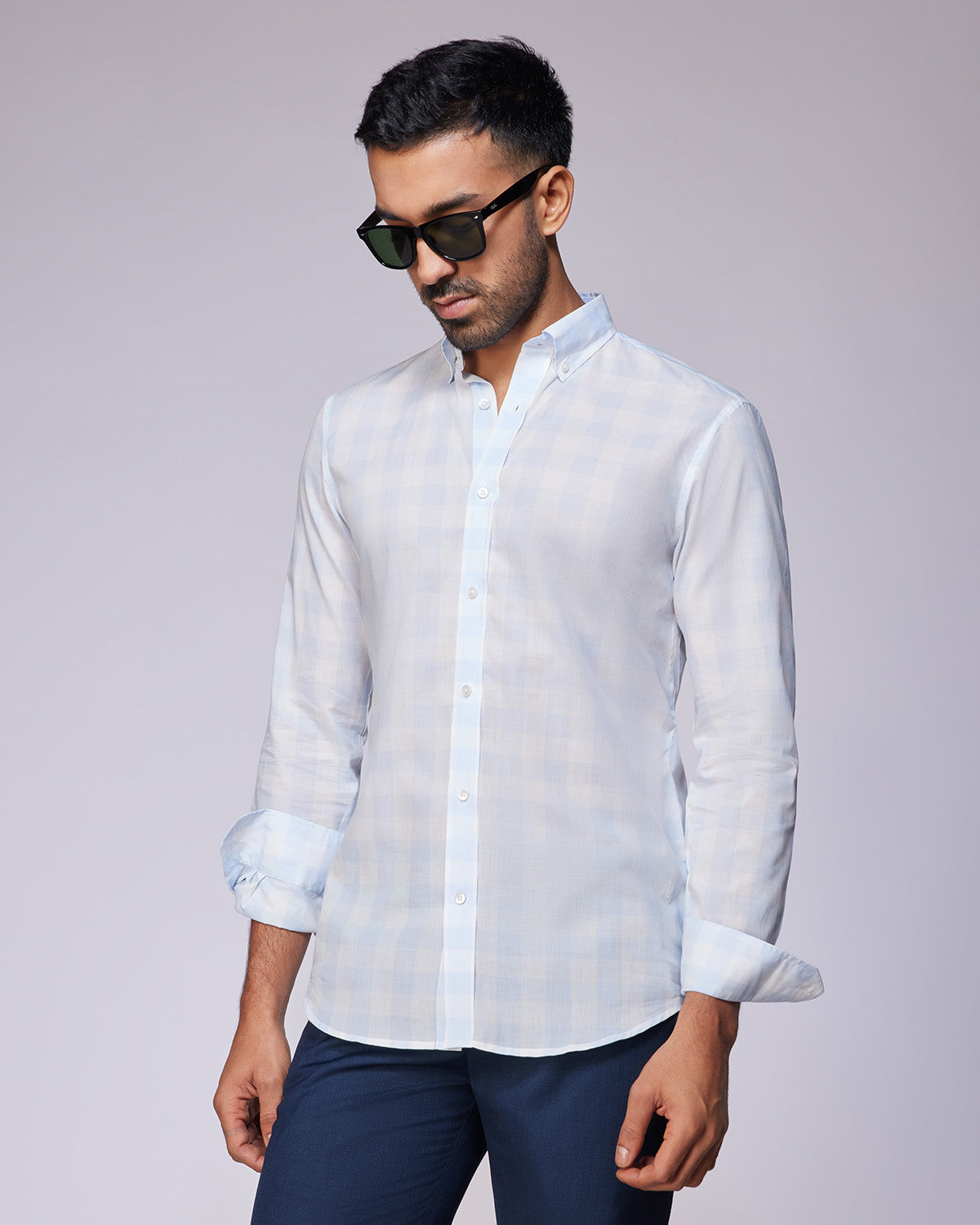 Somelos Super-light Checked Shirt - Blue