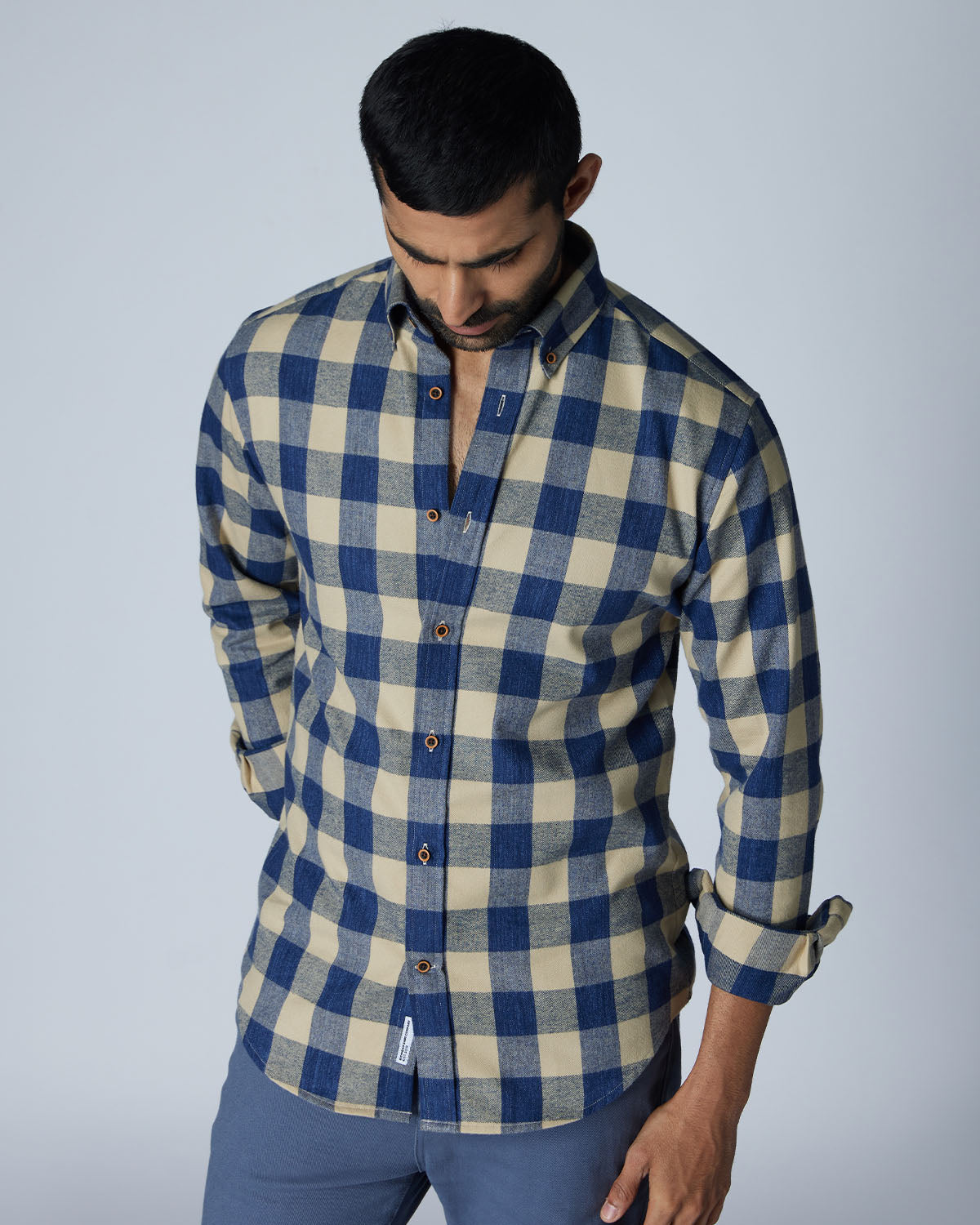 Japanese Flannel Checked Shirt - Beige