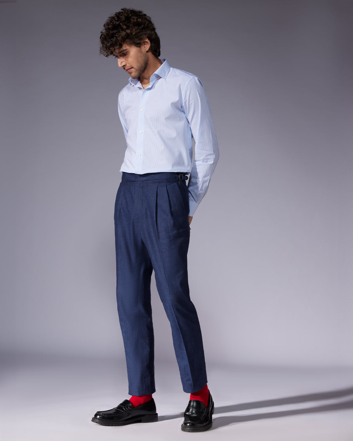 Poplin Striped Shirt - Light Blue & White - Uniform