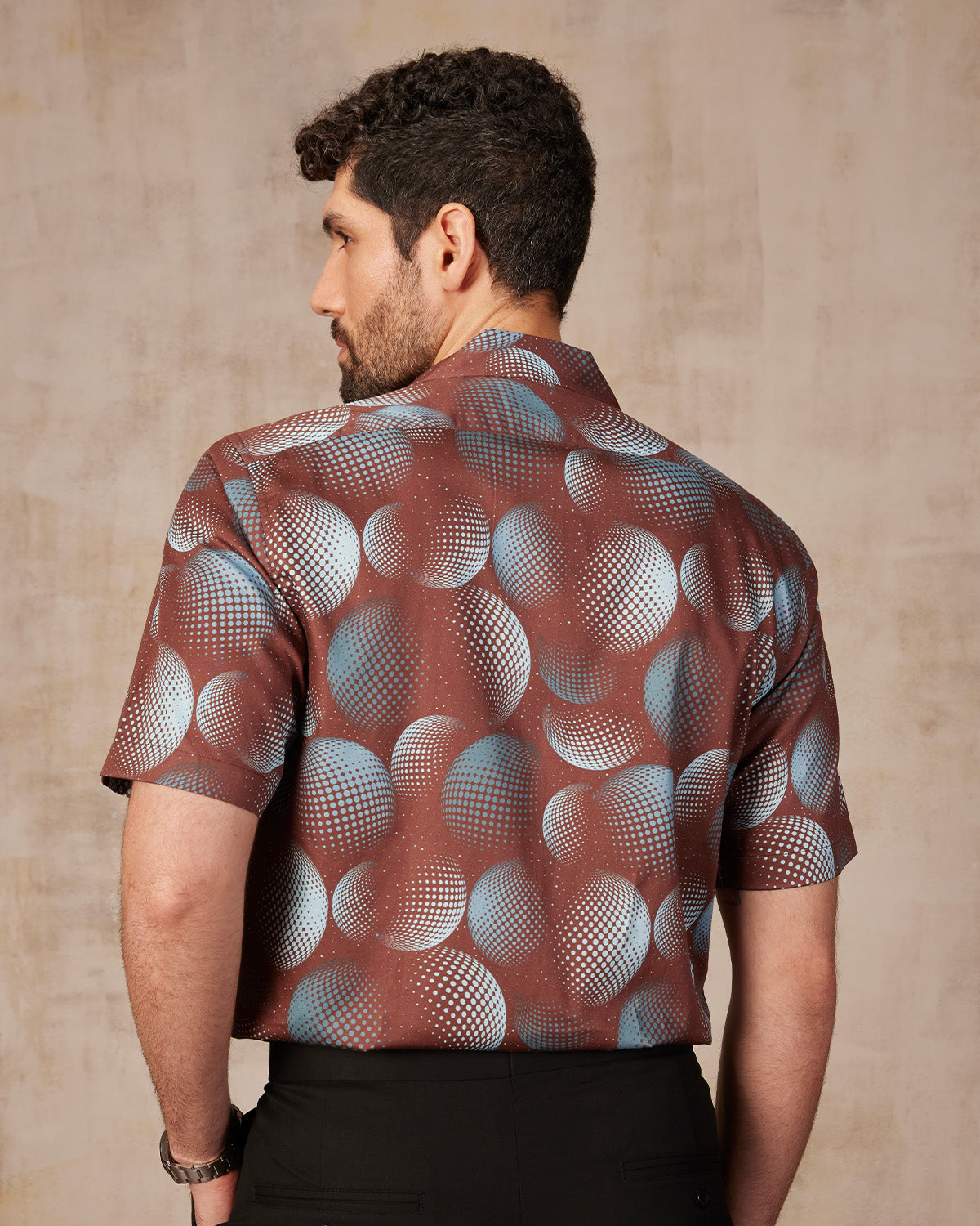 Dotted Printed Shirt - Brown & Blue