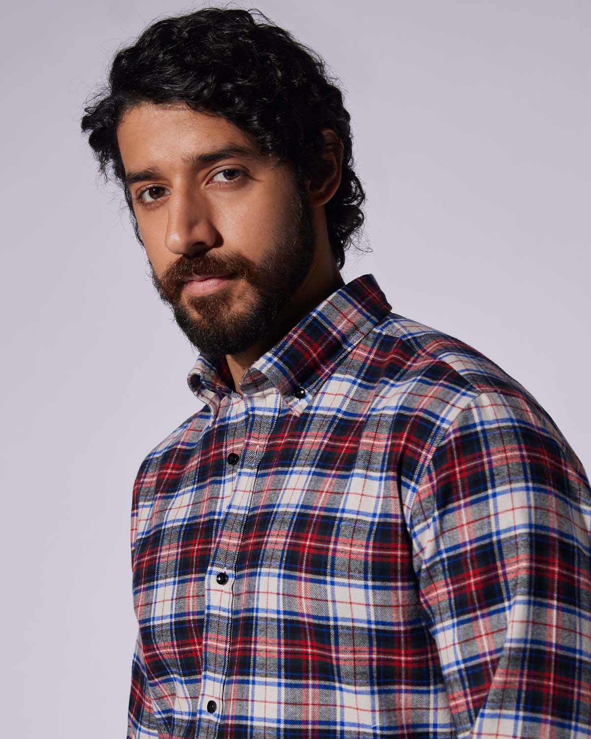 Japanese Flannel Checked Shirt - Blue & Red