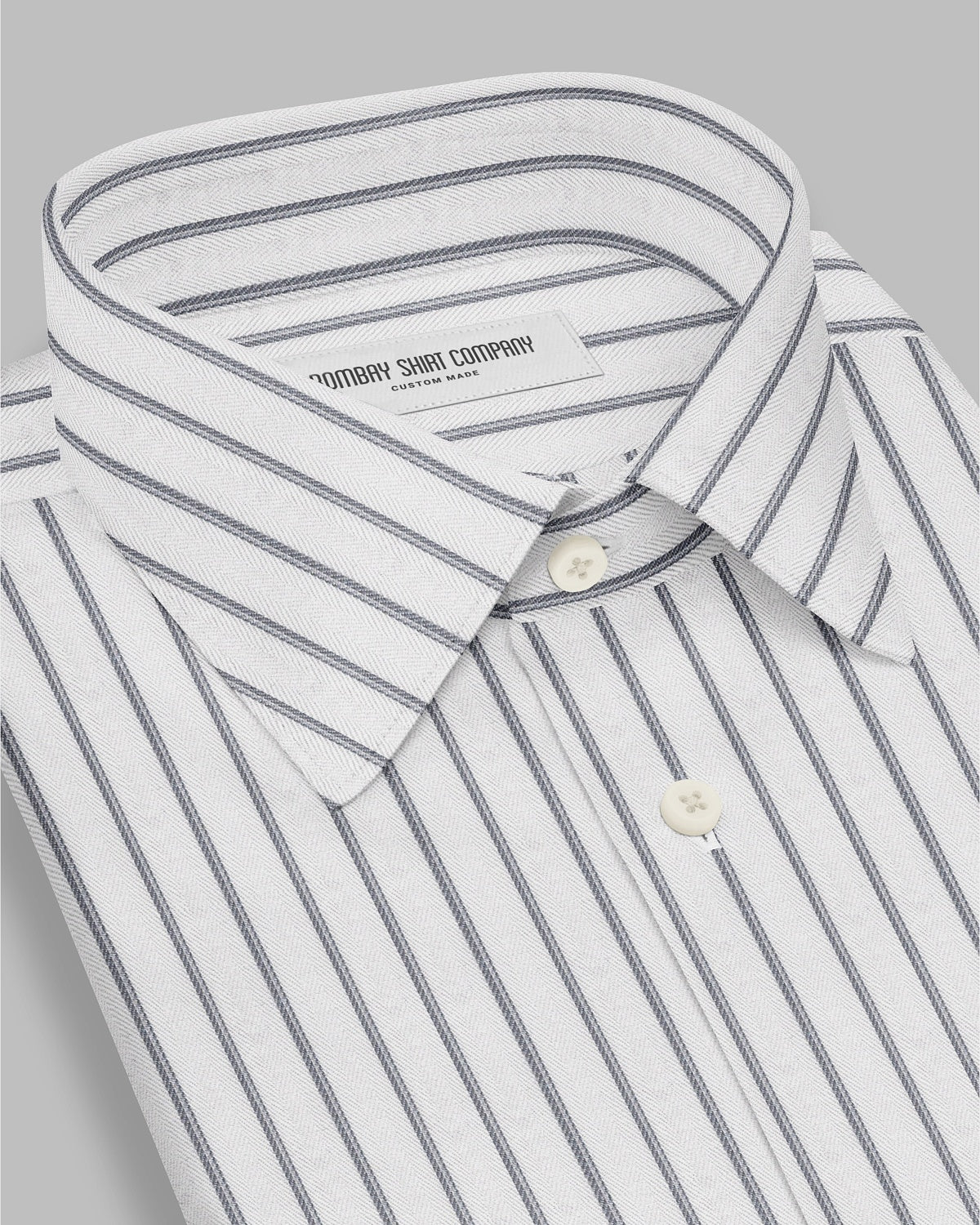 Calibra Herringbone Striped Shirt - Grey & White