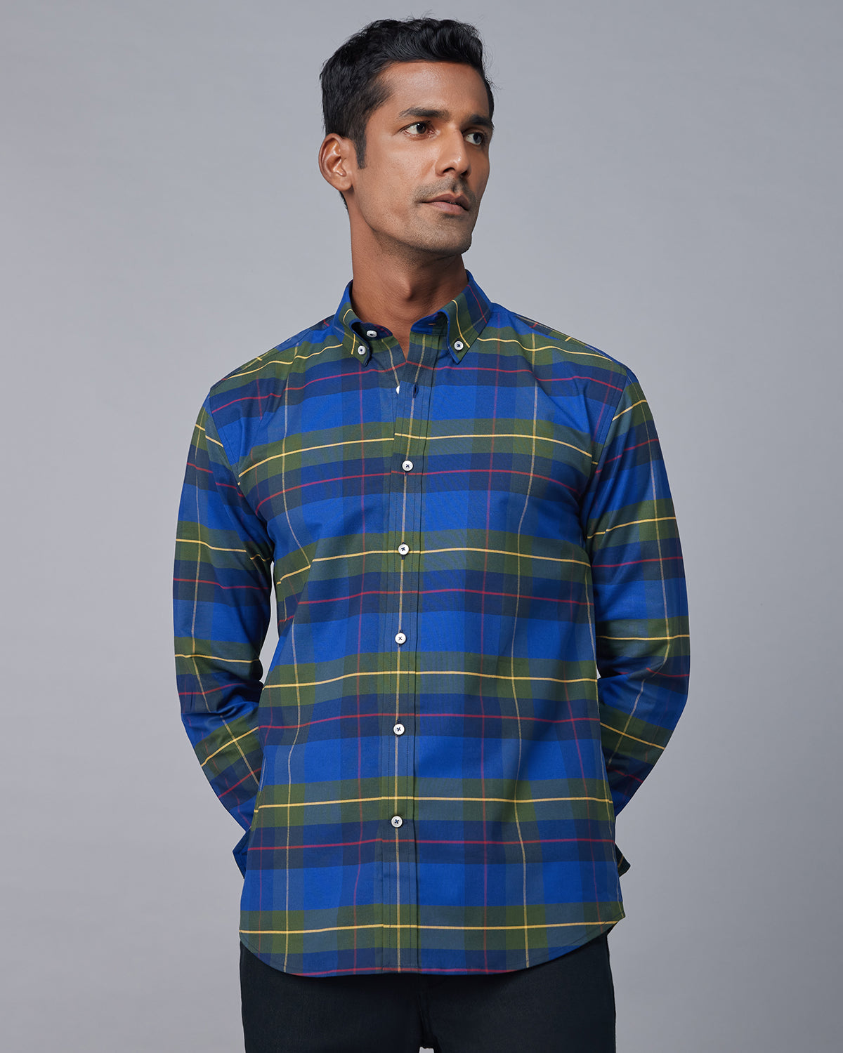 Dobby Checked Shirt - Blue