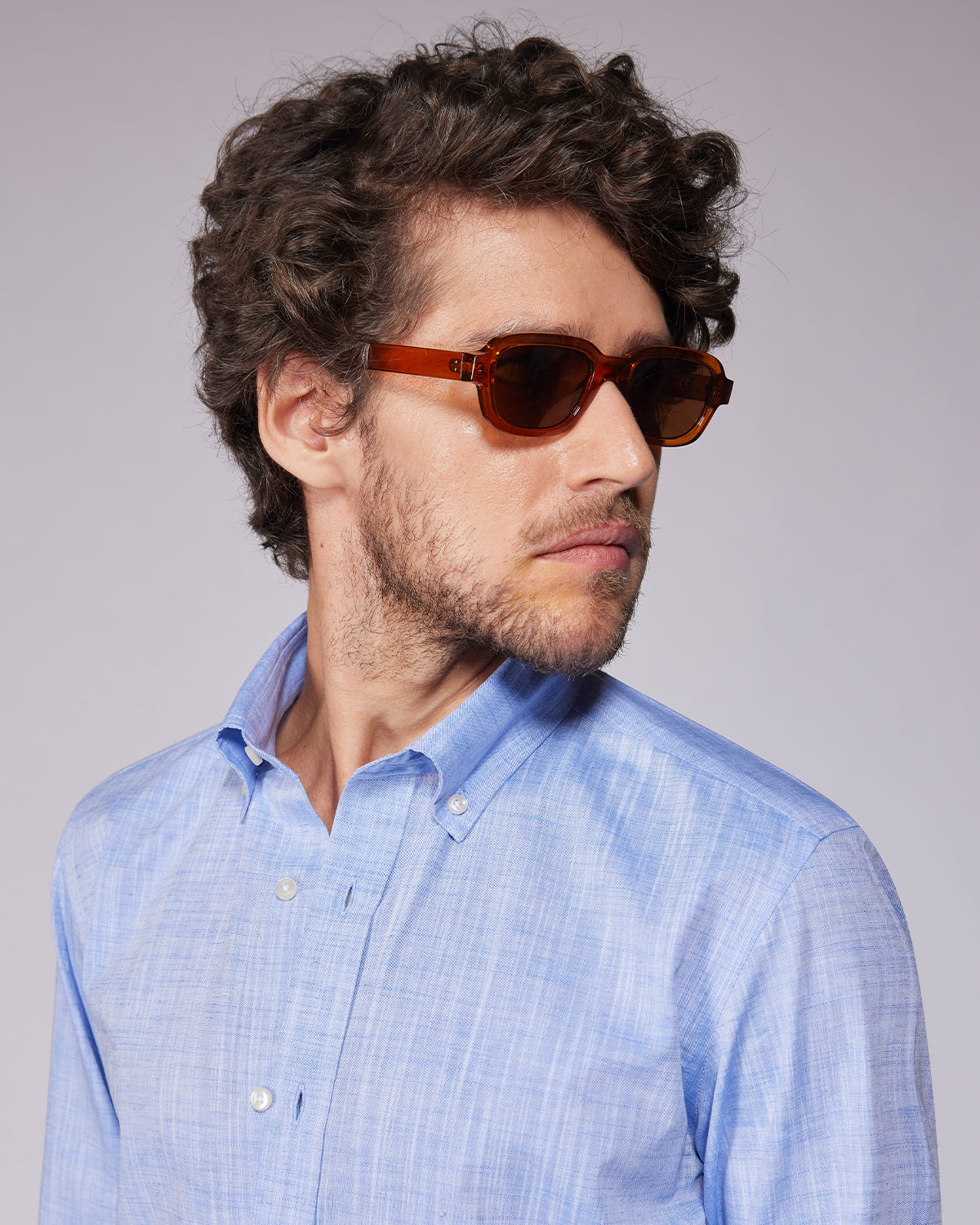 Cotton Linen Blended Shirt - Blue
