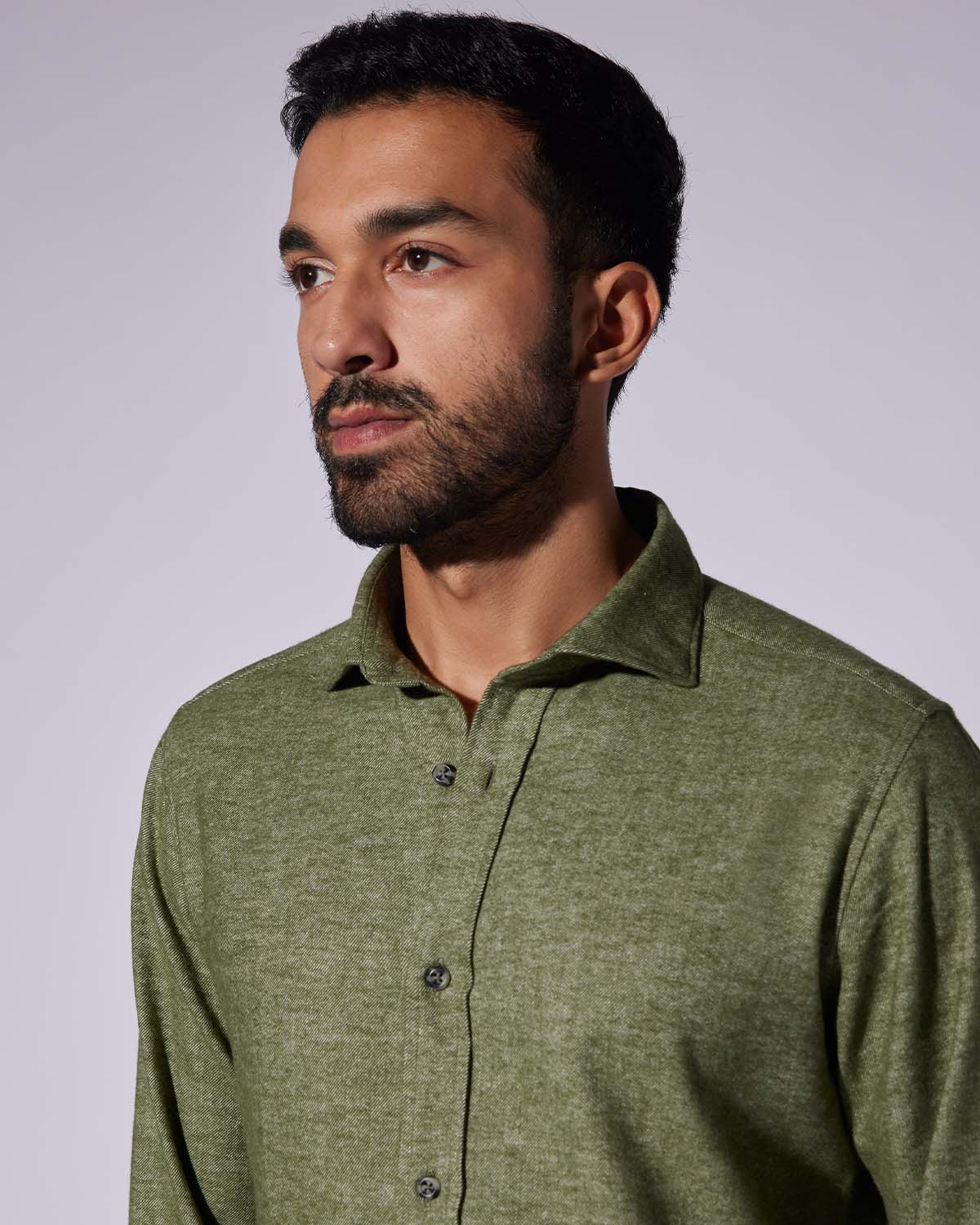 Japanese Brushed Twill Shirt - Green