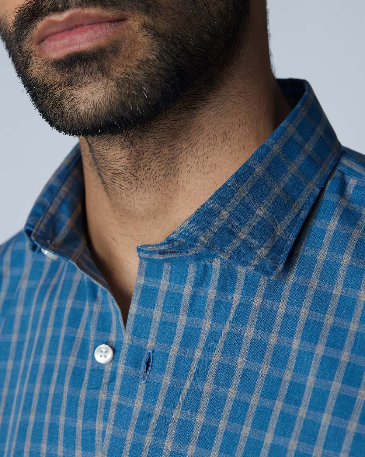 Japanese Checked Shirt - Light Blue