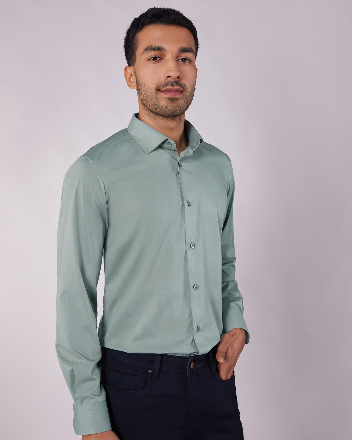 Wrinkle-Free Bamboo-Blend Shirt - Green