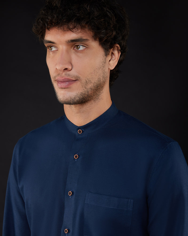 Cotton Linen Shirt - Navy