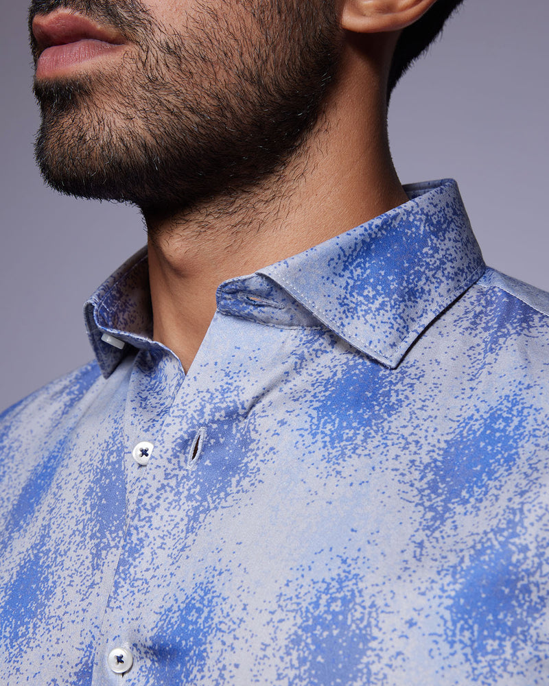 Splatter Printed Shirt - Grey & Blue