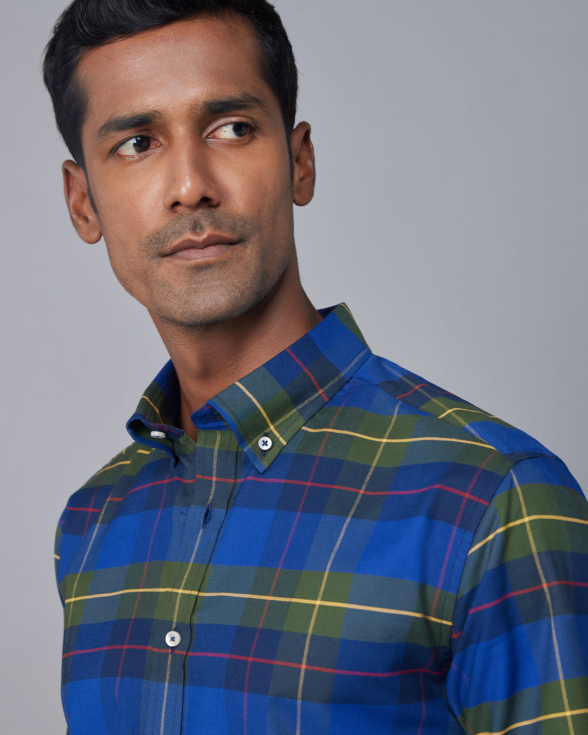 Dobby Checked Shirt - Blue