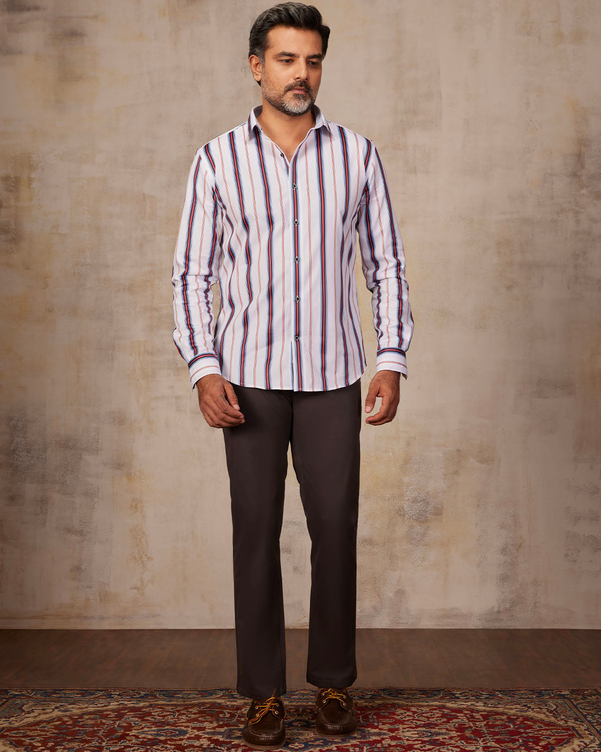 Somelos Striped Shirt - Navy & White