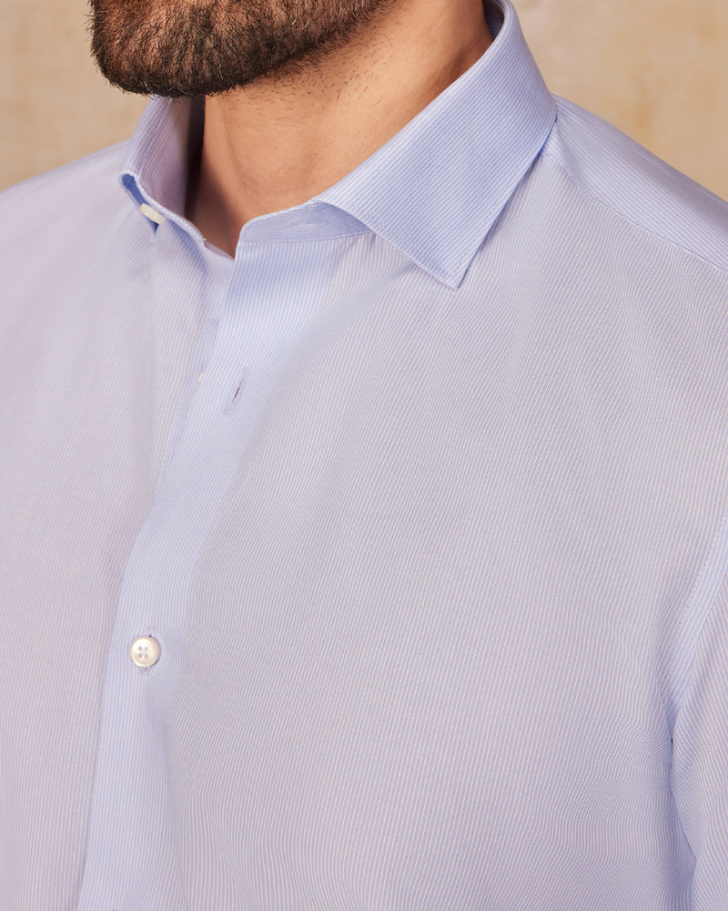 Japanese Pinstriped Shirt - White & Blue