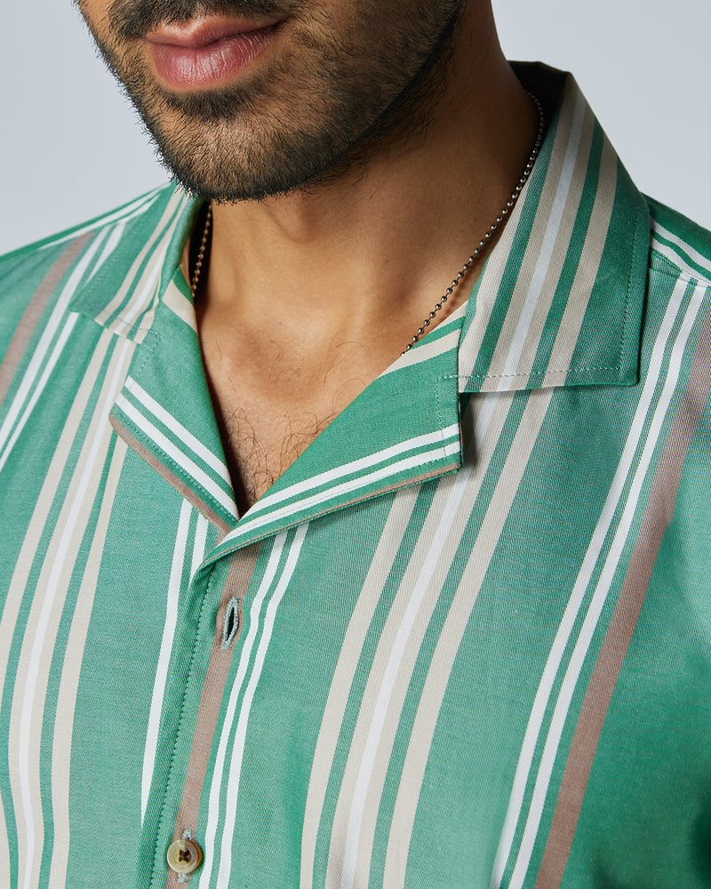 Twill Striped Shirt - Green