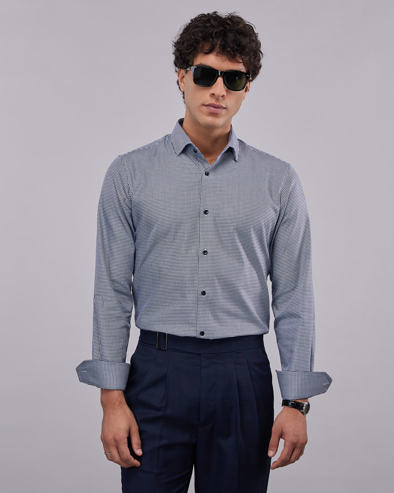 Houndstooth Shirt - Navy