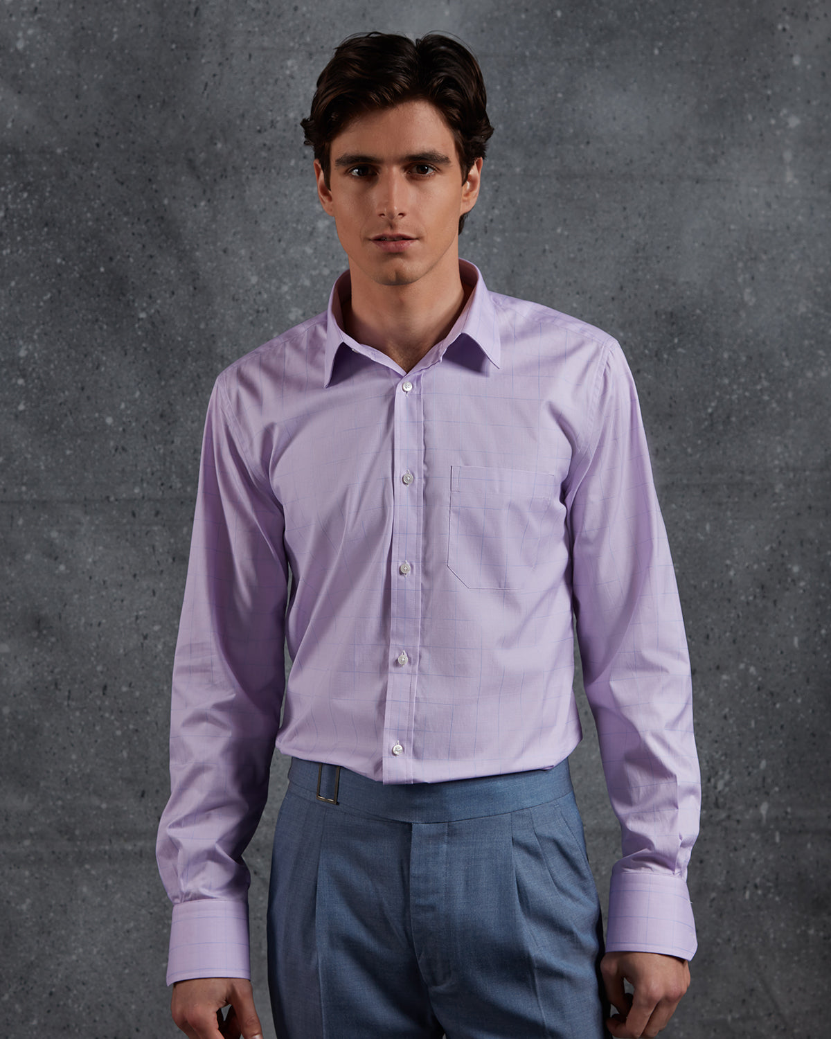 Glen Plaid Checked Shirt - Lavender