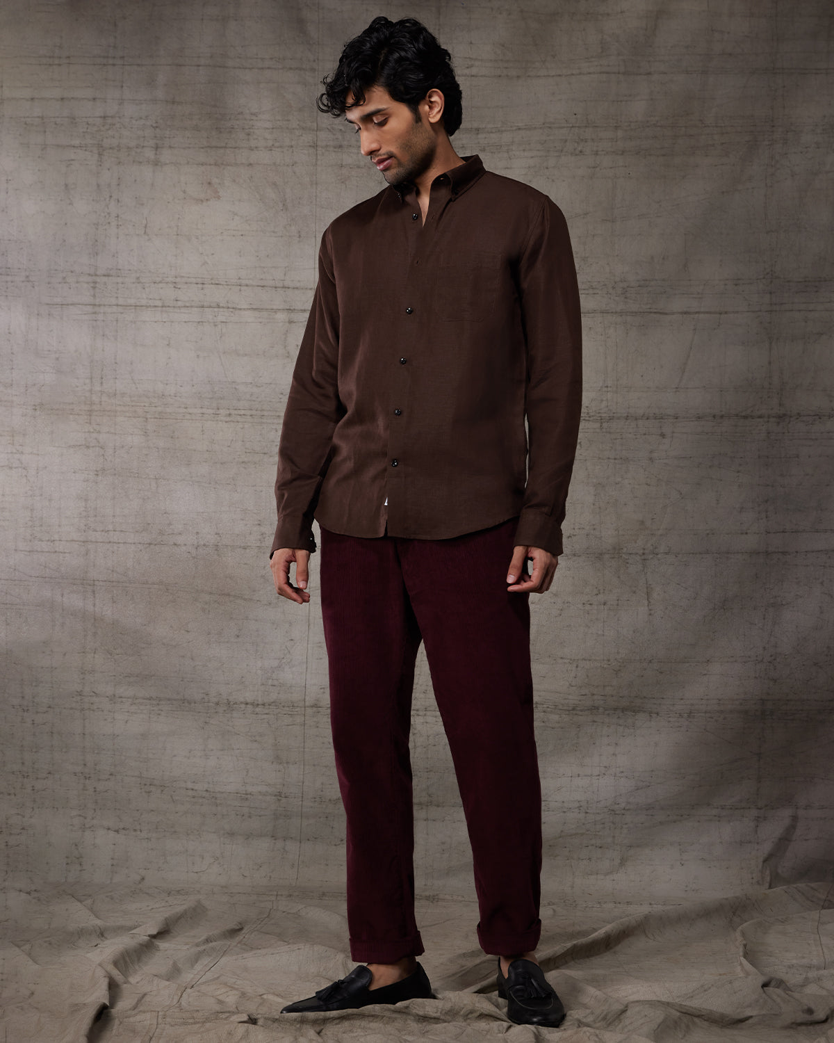 Soft Washed Linen Shirt - Dark Brown