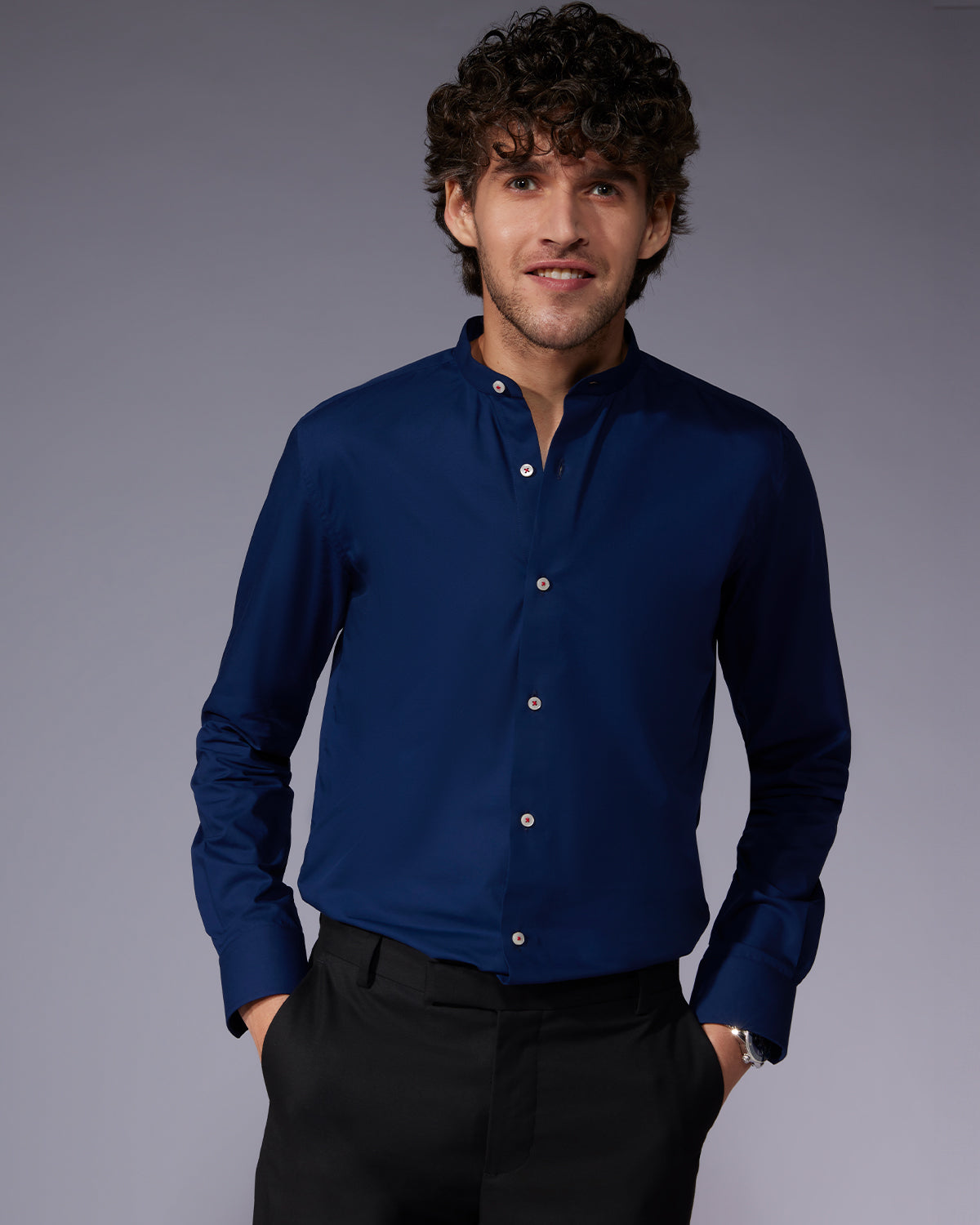 Cotton Poplin Shirt - Navy