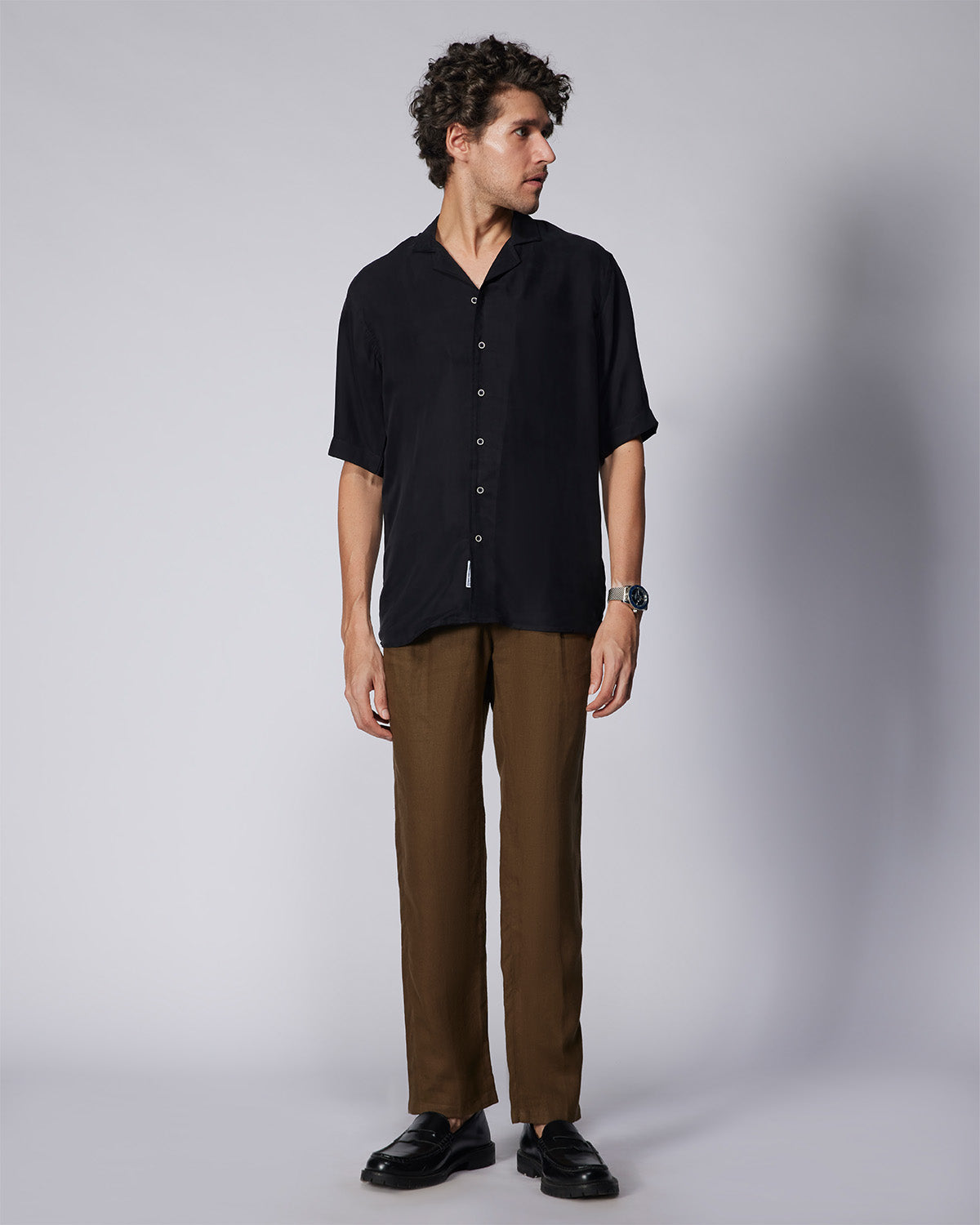 Cupro Twill Shirt - Black