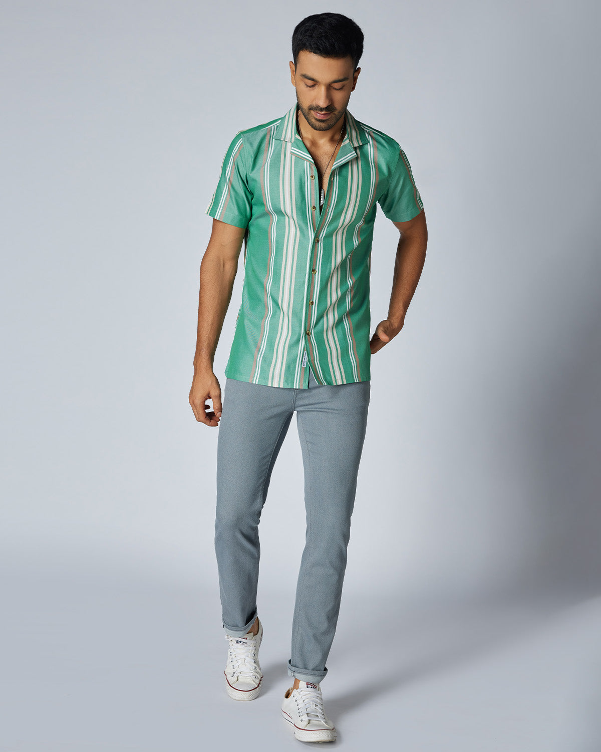 Twill Striped Shirt - Green