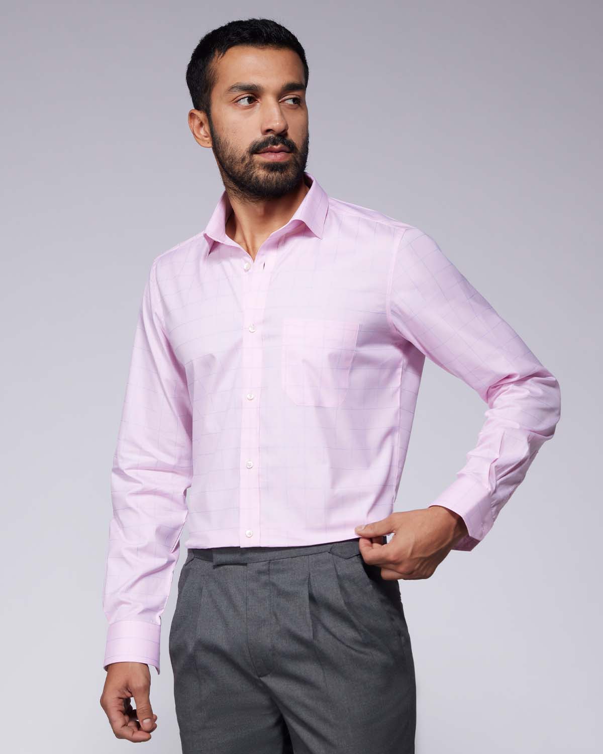 Glen Plaid Checked Shirt - Pink