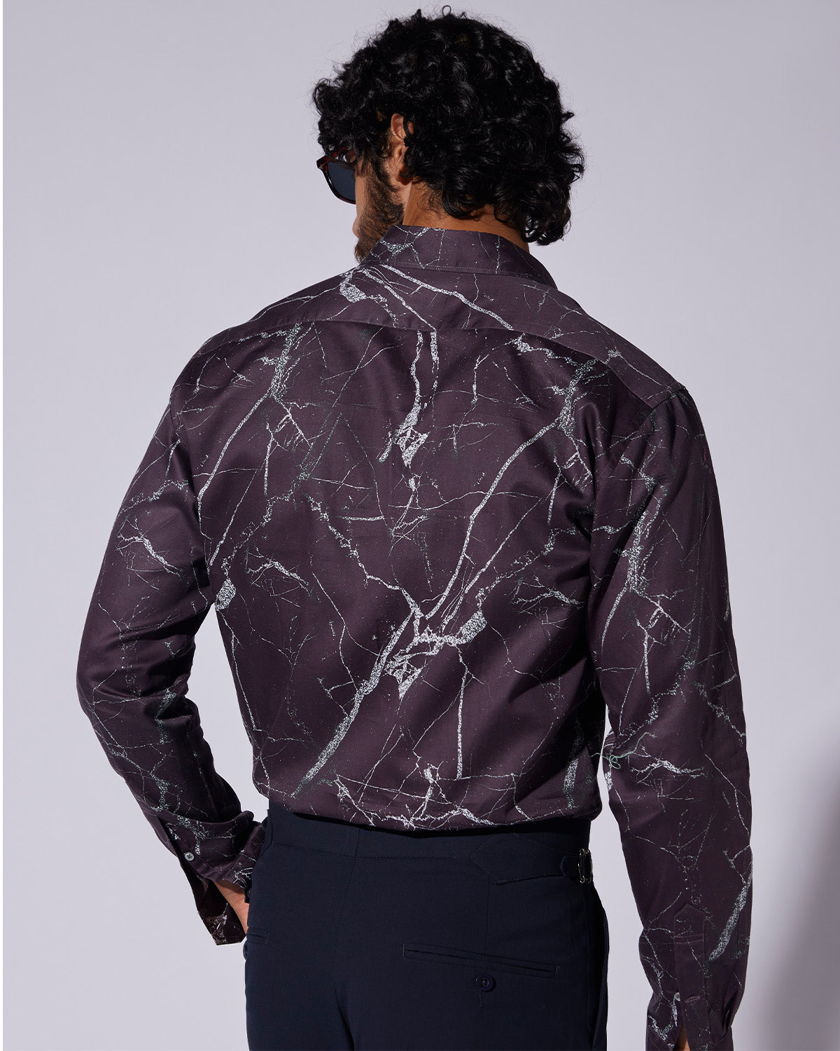 Marble Printed Shirt - Maroon & Grey