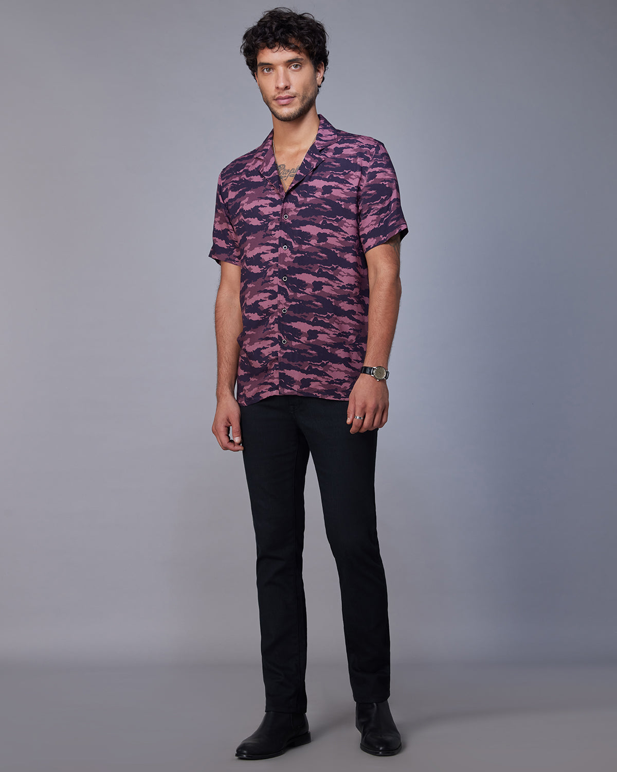 Camo Printed Shirt - Purple