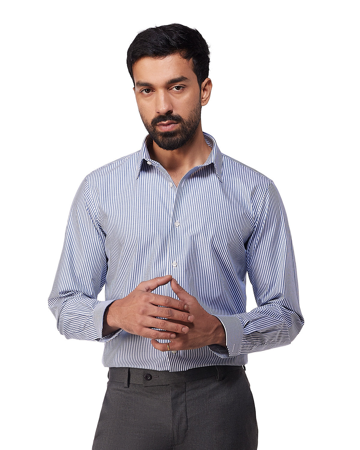 Giza Cotton Bengal Striped Shirt - Dark Blue