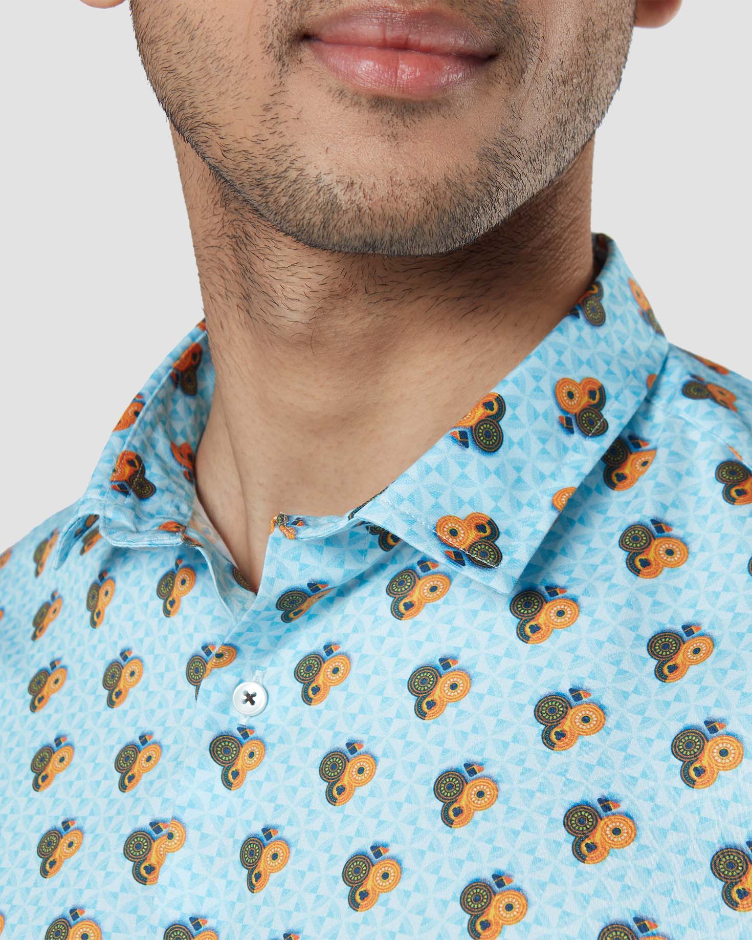 Club Printed Shirt - Light Blue