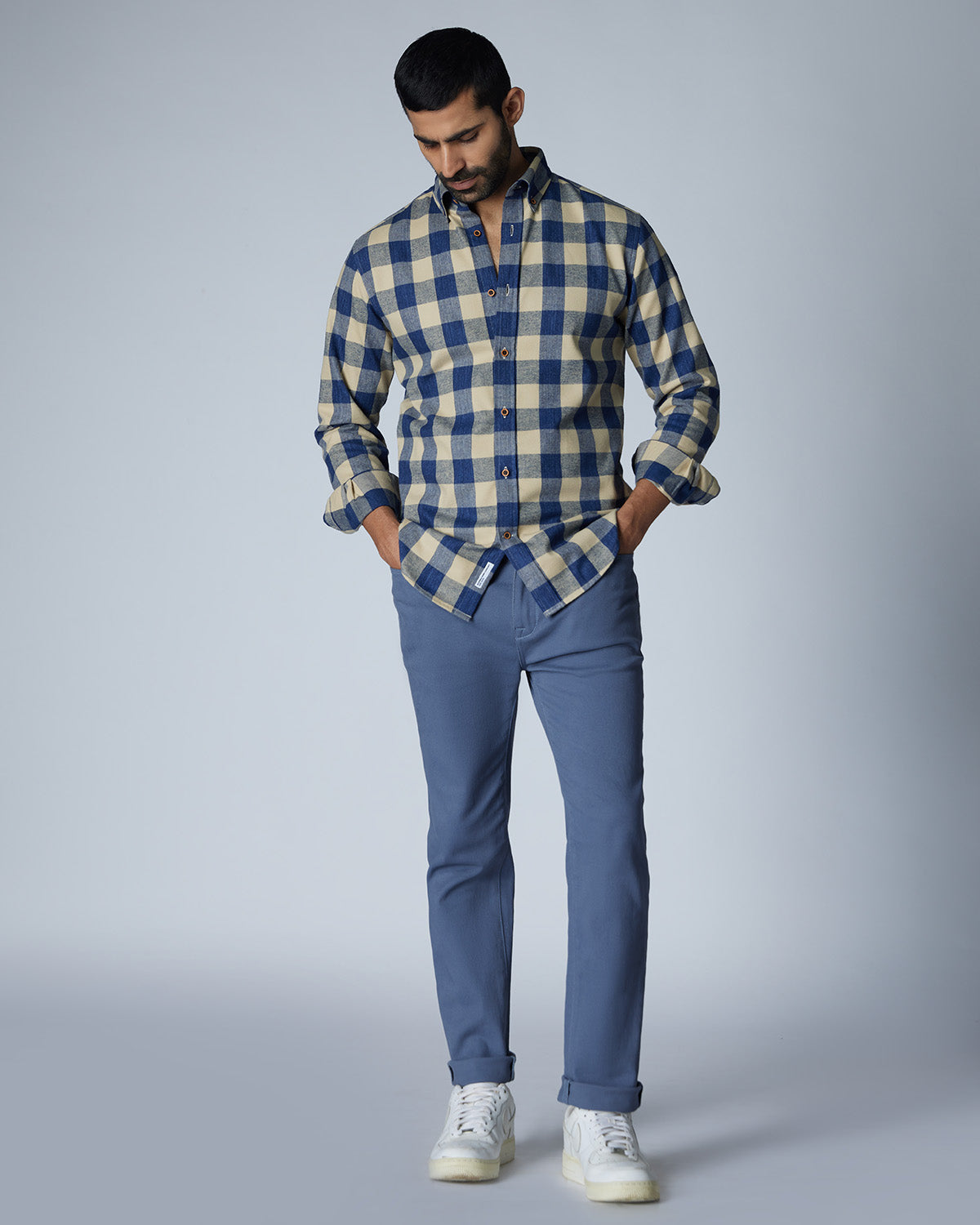 Japanese Flannel Checked Shirt - Beige