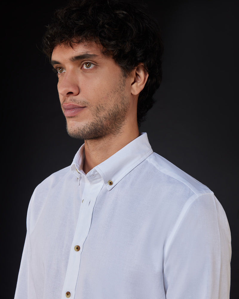 Cotton Linen Shirt - White