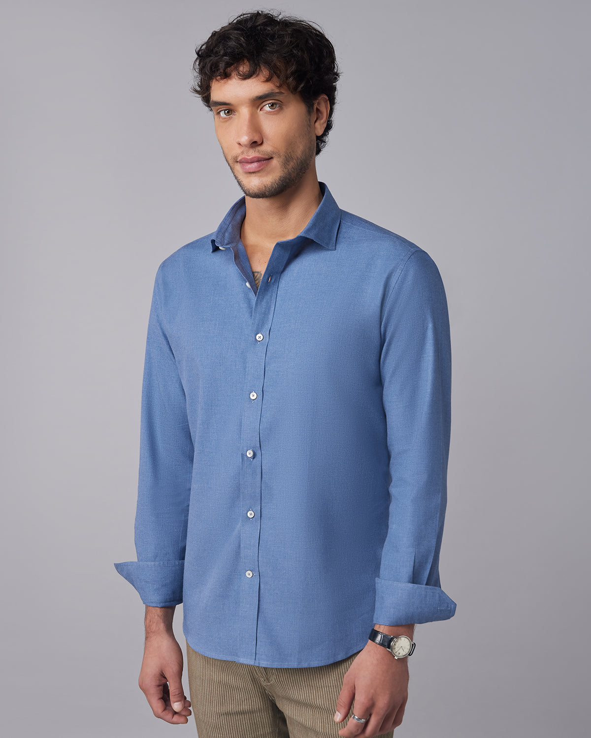 Brushed Twill Shirt - Blue
