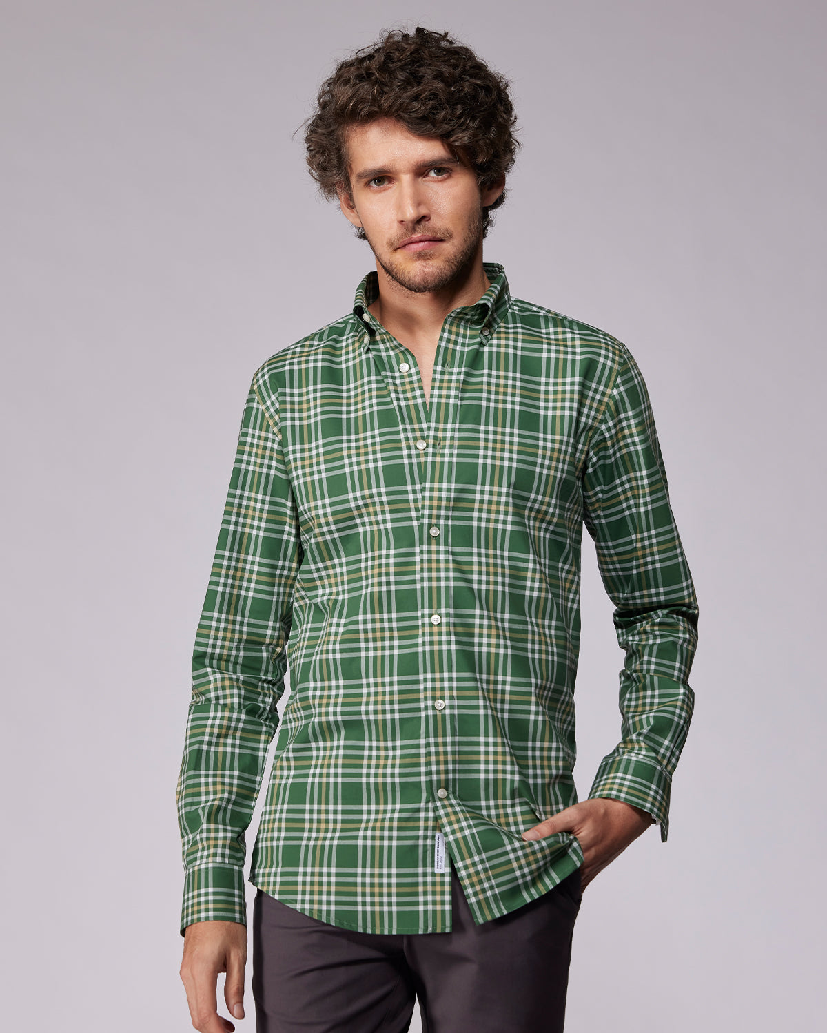 Cotton Poplin Checked Shirt - Green