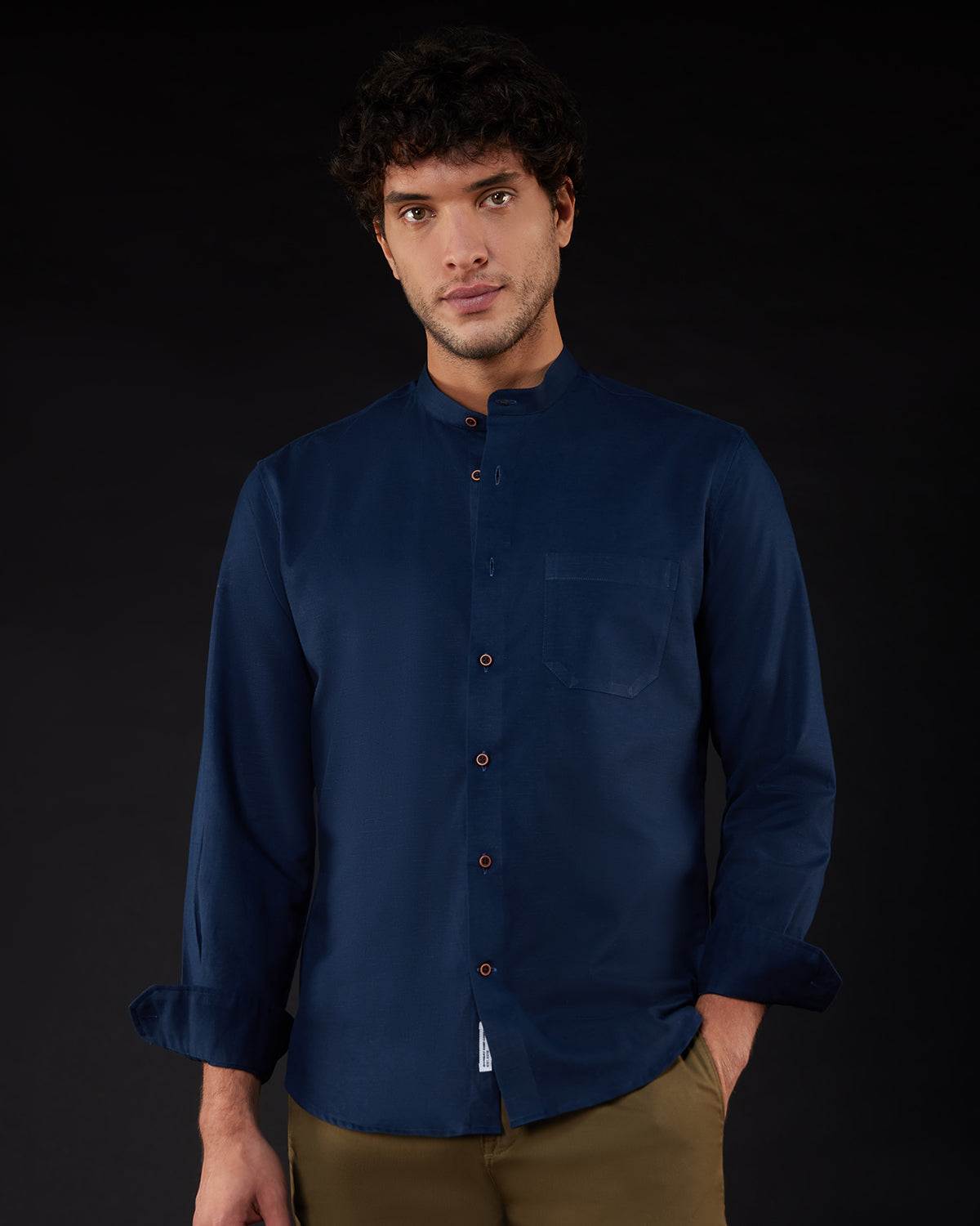 Cotton Linen Shirt - Navy