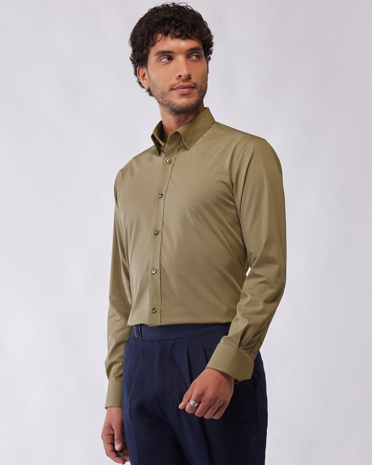 Wrinkle-Free Bamboo-Blend Shirt - Olive