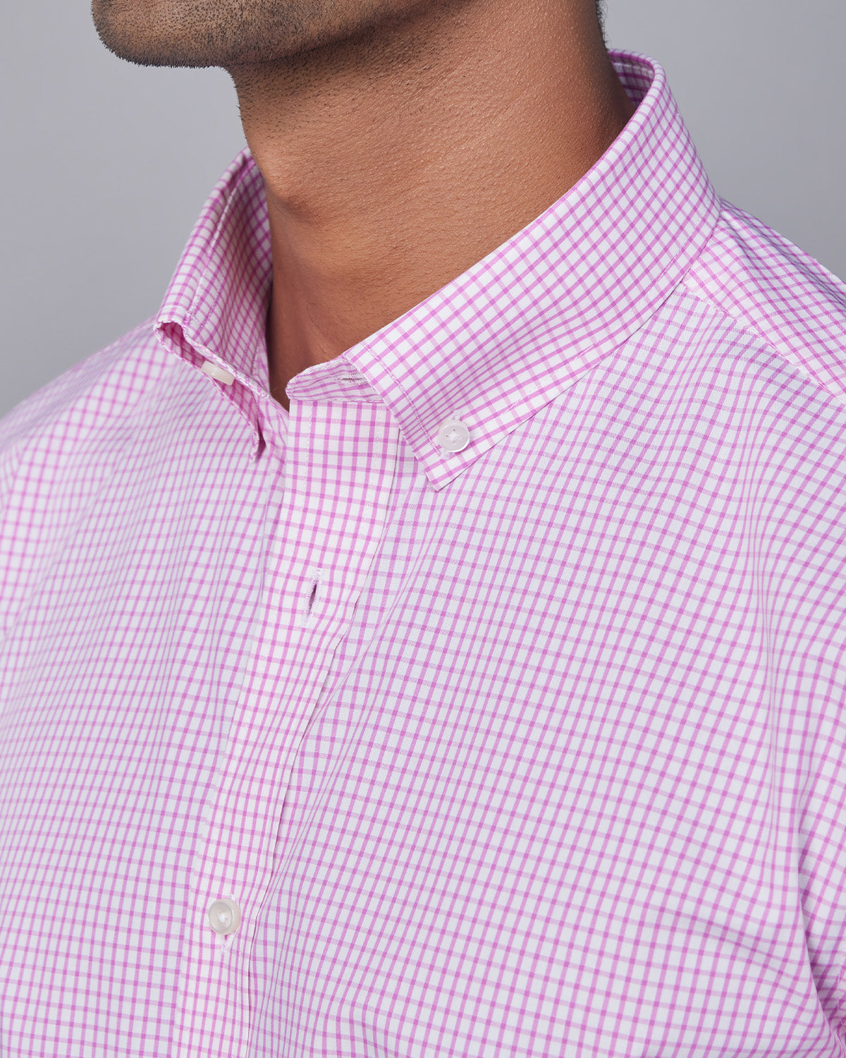Cotton Checked Shirt - Pink