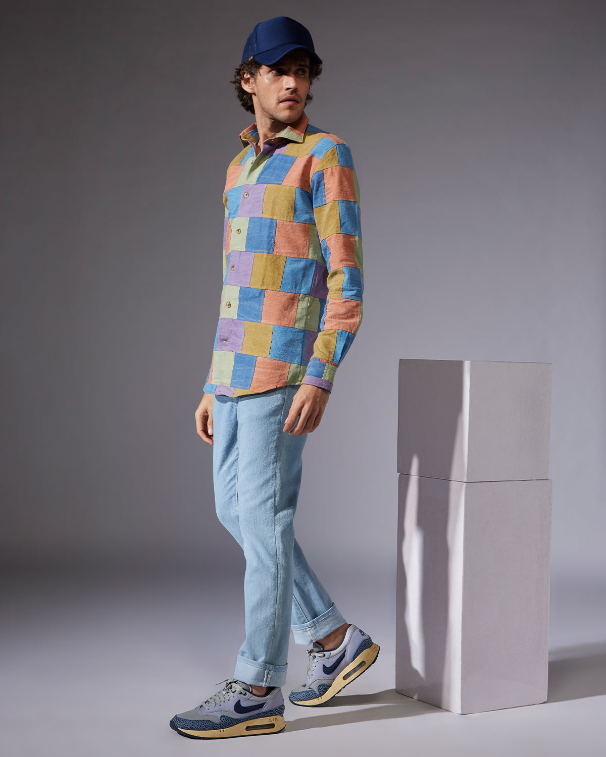 Japanese Patchwork Denim Shirt - Multicoloured