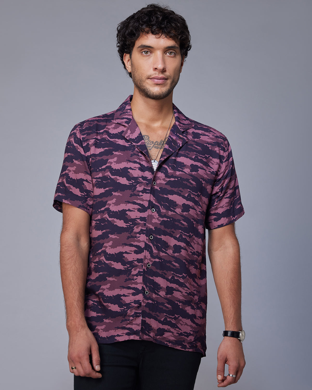 Camo Printed Shirt - Purple