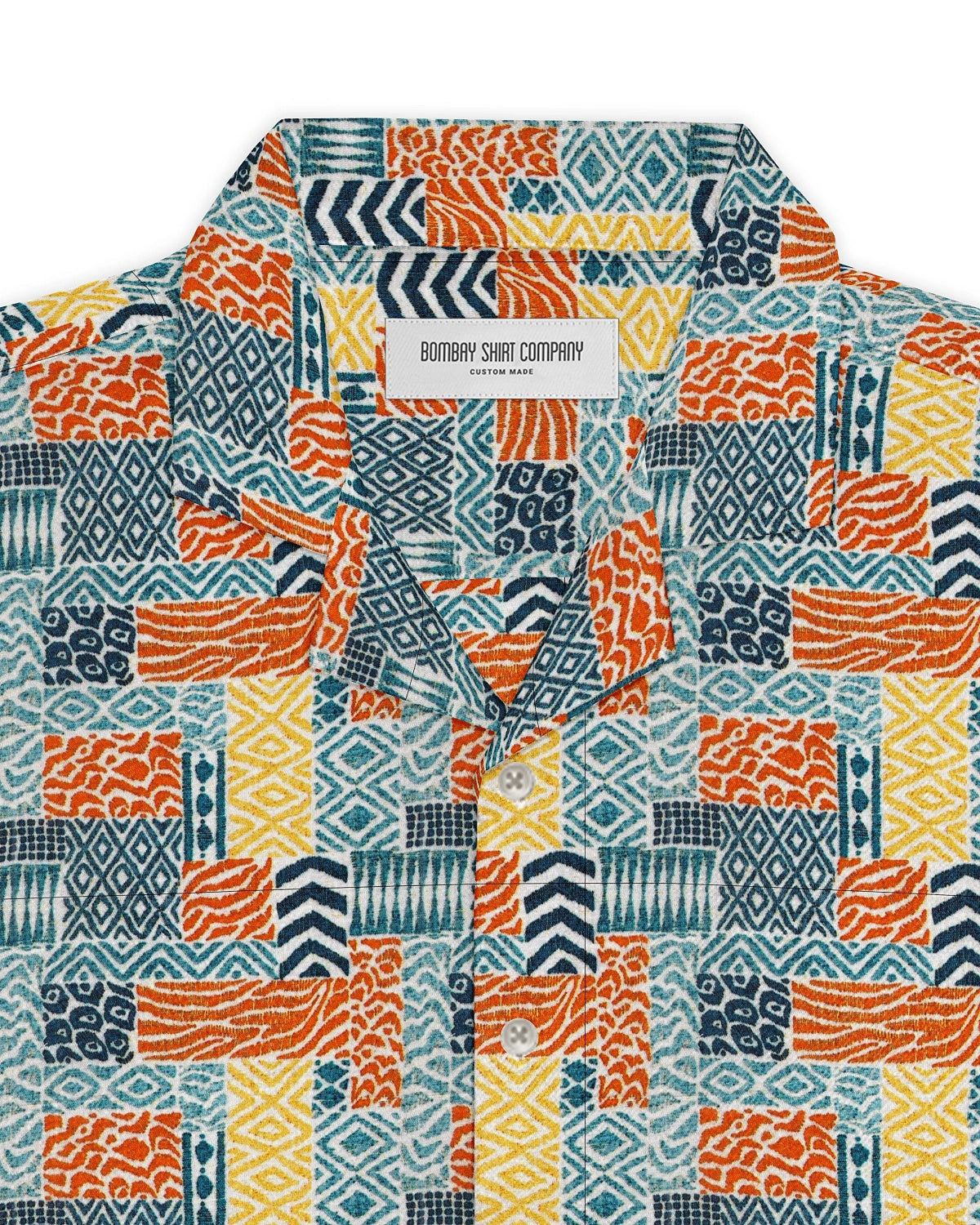 Zuluhaus Cotton Silk Printed Shirt - Blue & Orange