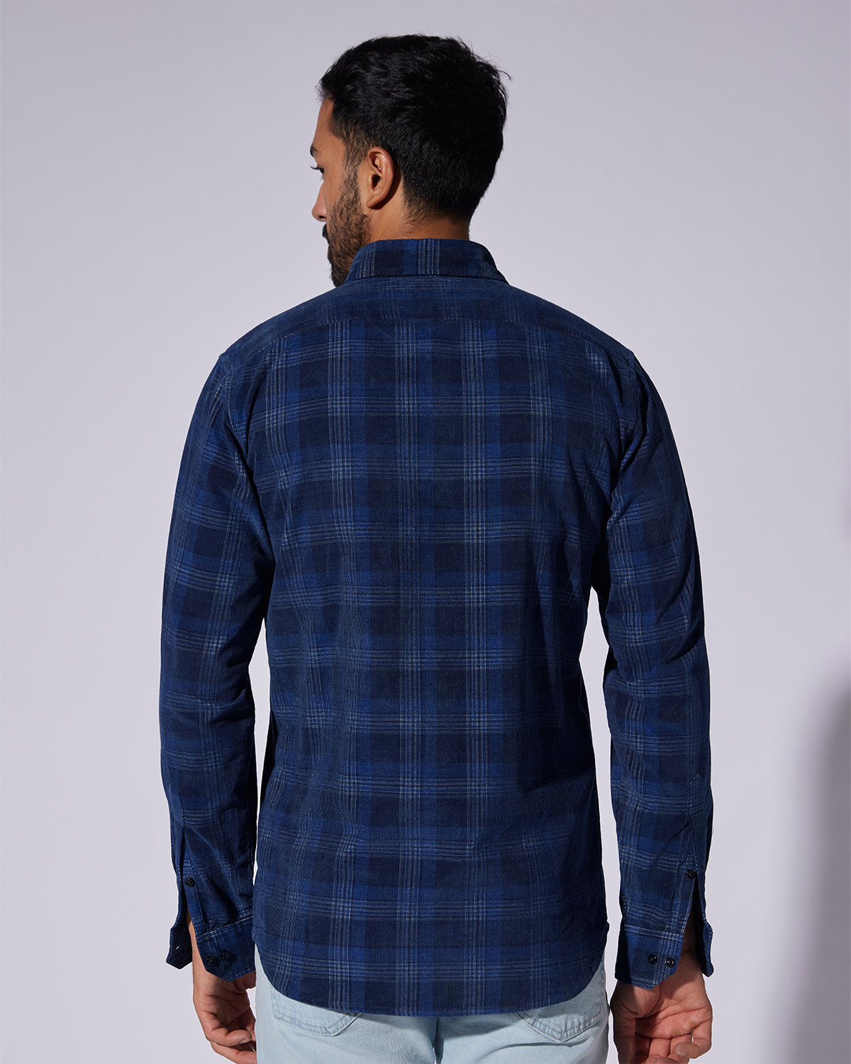 Corduroy Checked Shirt - Indigo