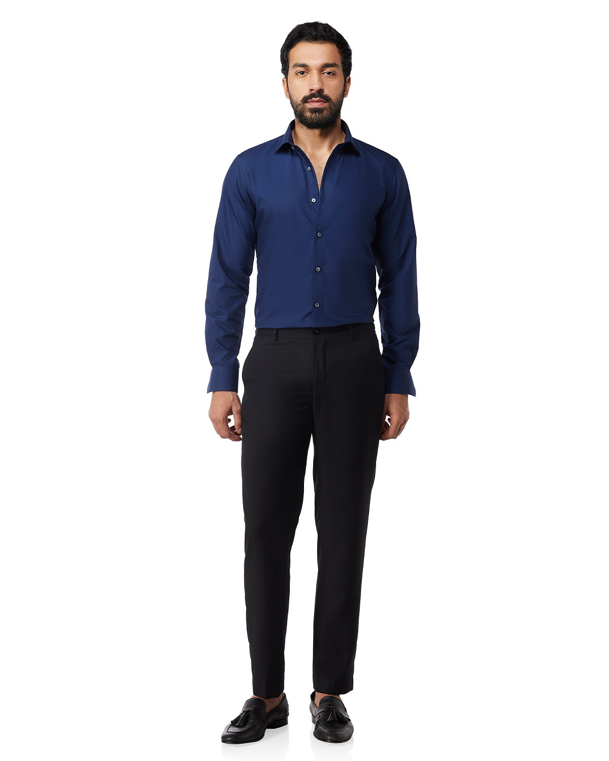 Smooth Cotton Poplin Shirt - Navy