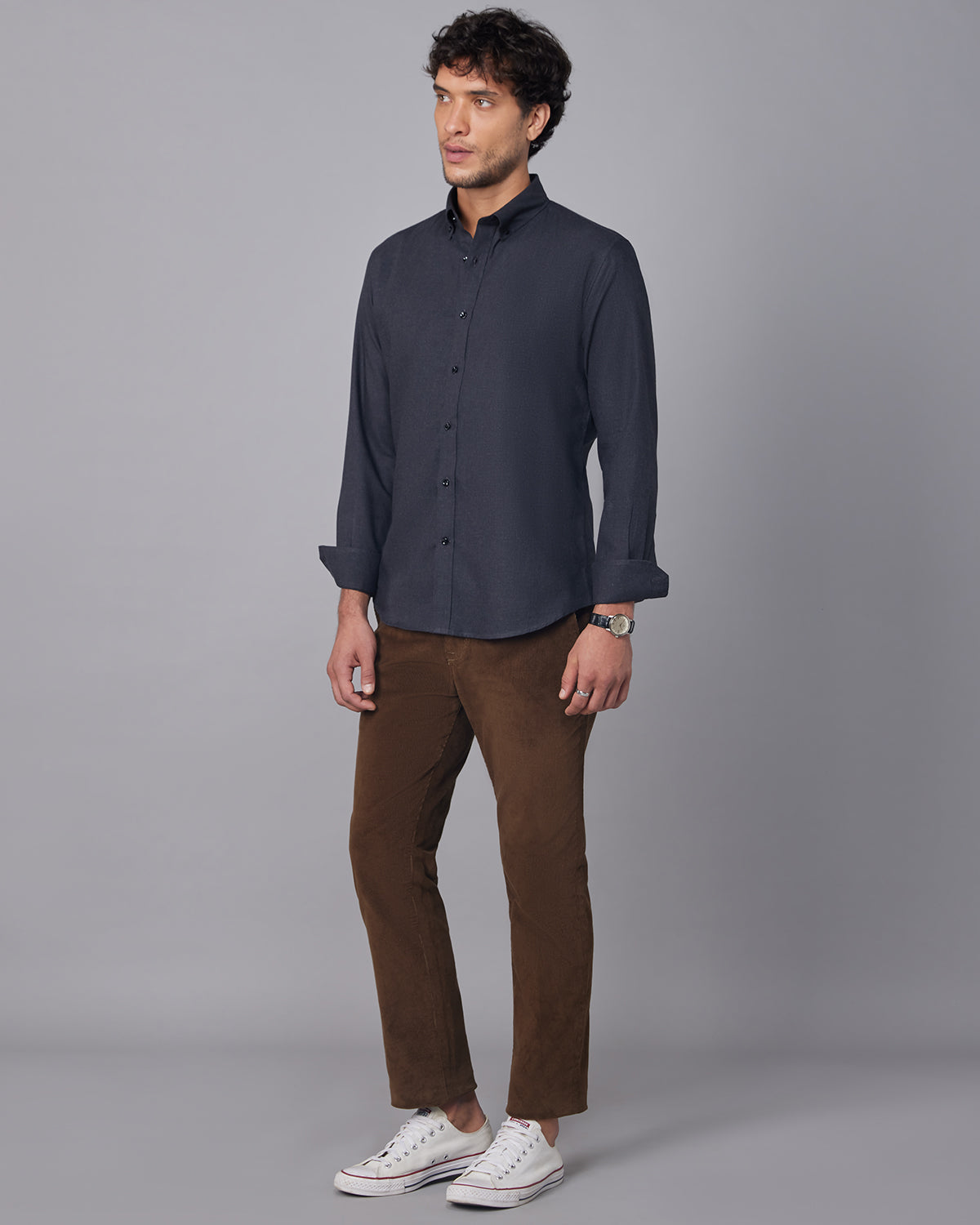 Brushed Twill Shirt - Black