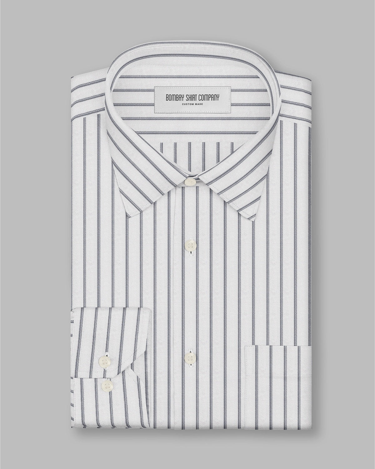 Calibra Herringbone Striped Shirt - Grey & White
