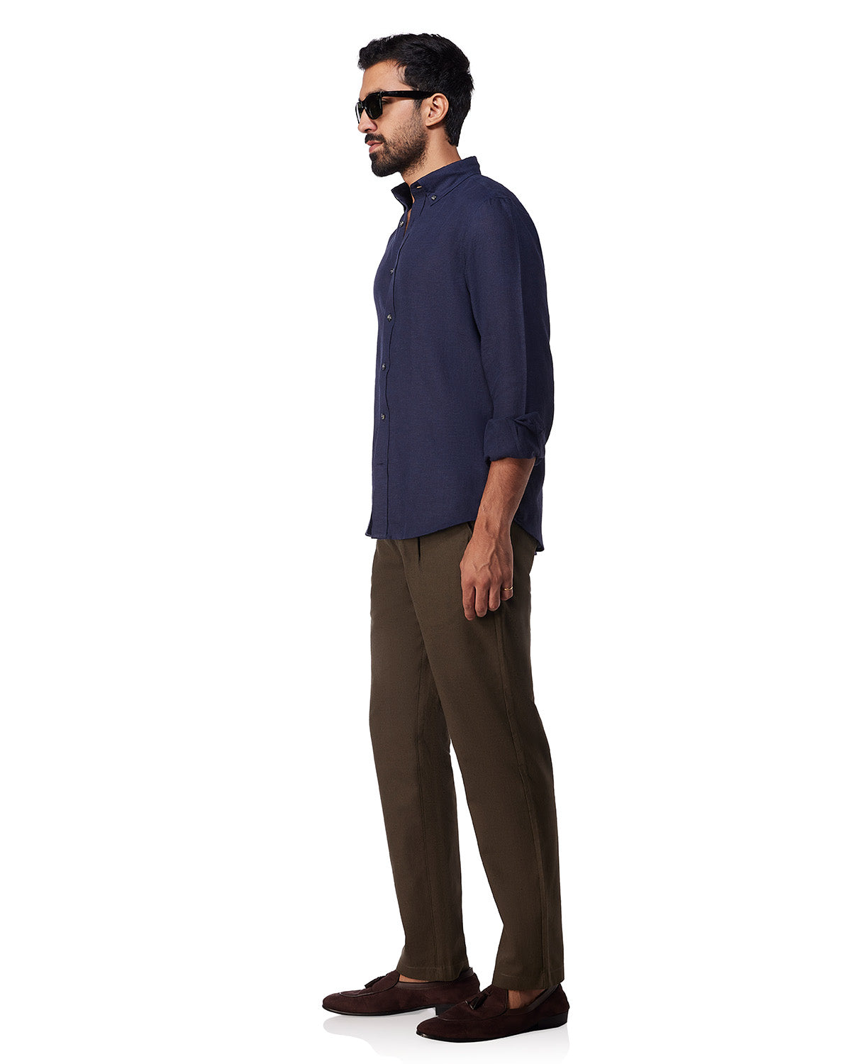 100% Linen Shirt - Navy