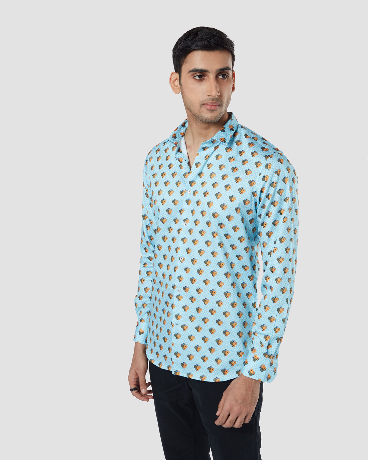 Club Printed Shirt - Light Blue