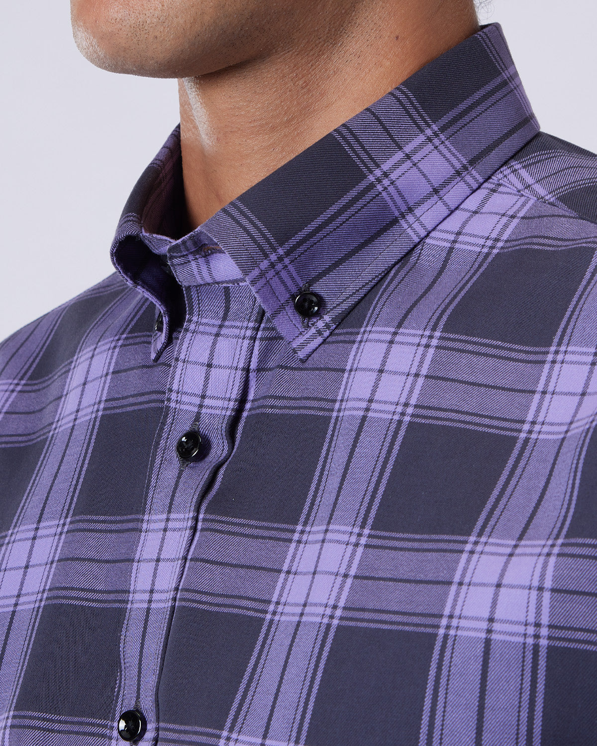 Twill Checked Shirt - Purple & Black