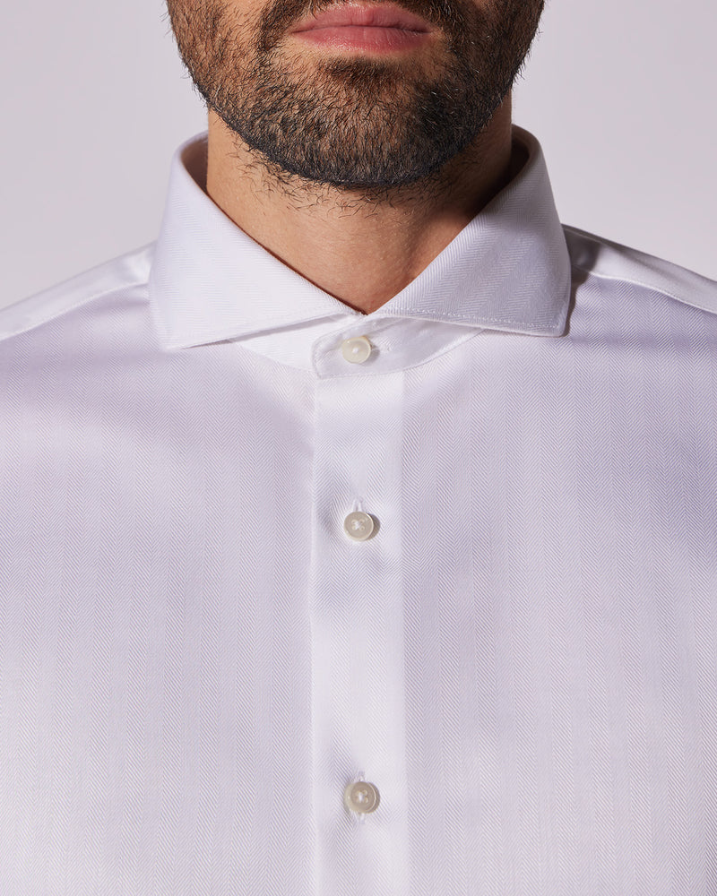 Luthai Wrinkle-Free Broad Herringbone Shirt - White