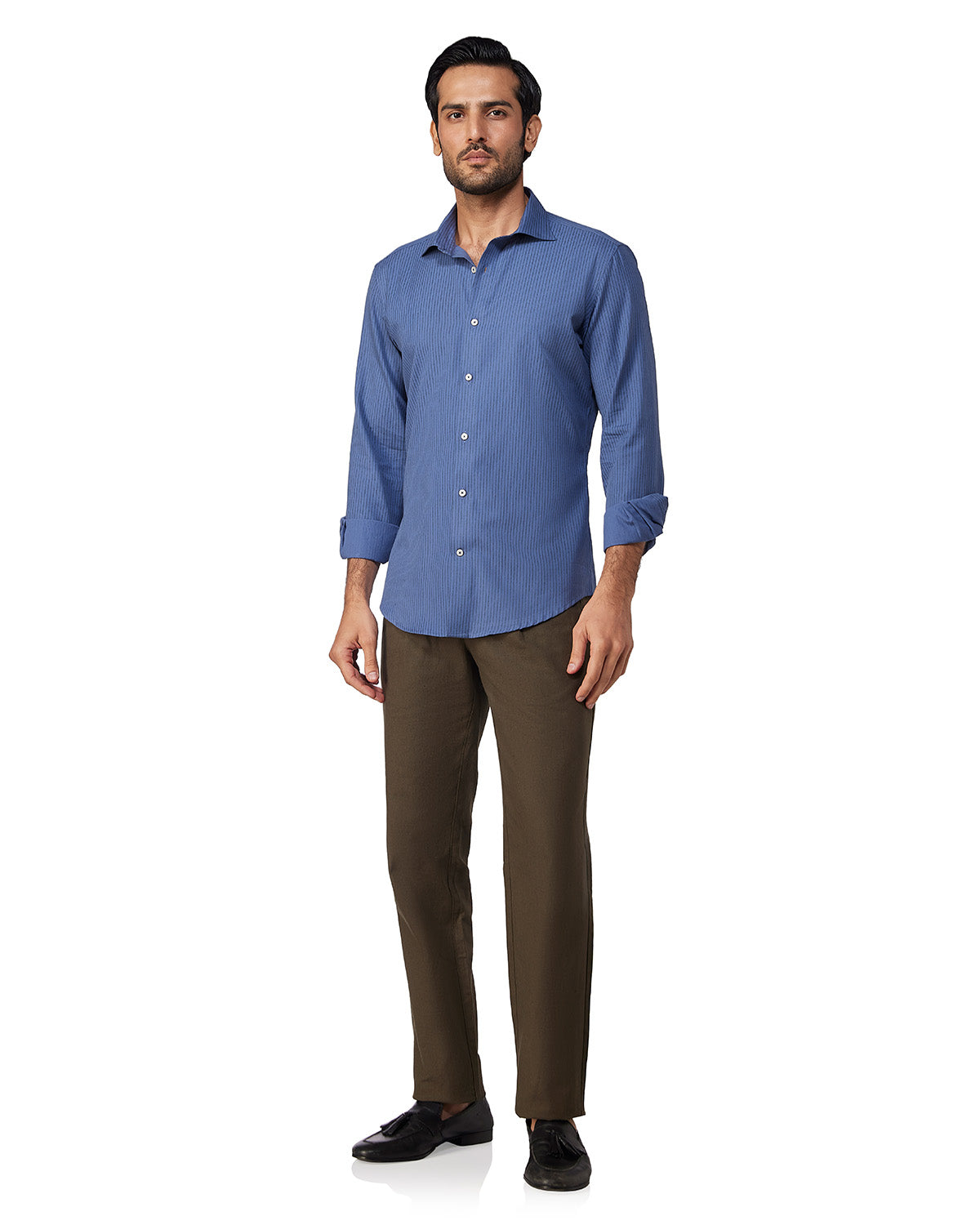 Japanese Cotton Striped Shirt - Black & Indigo