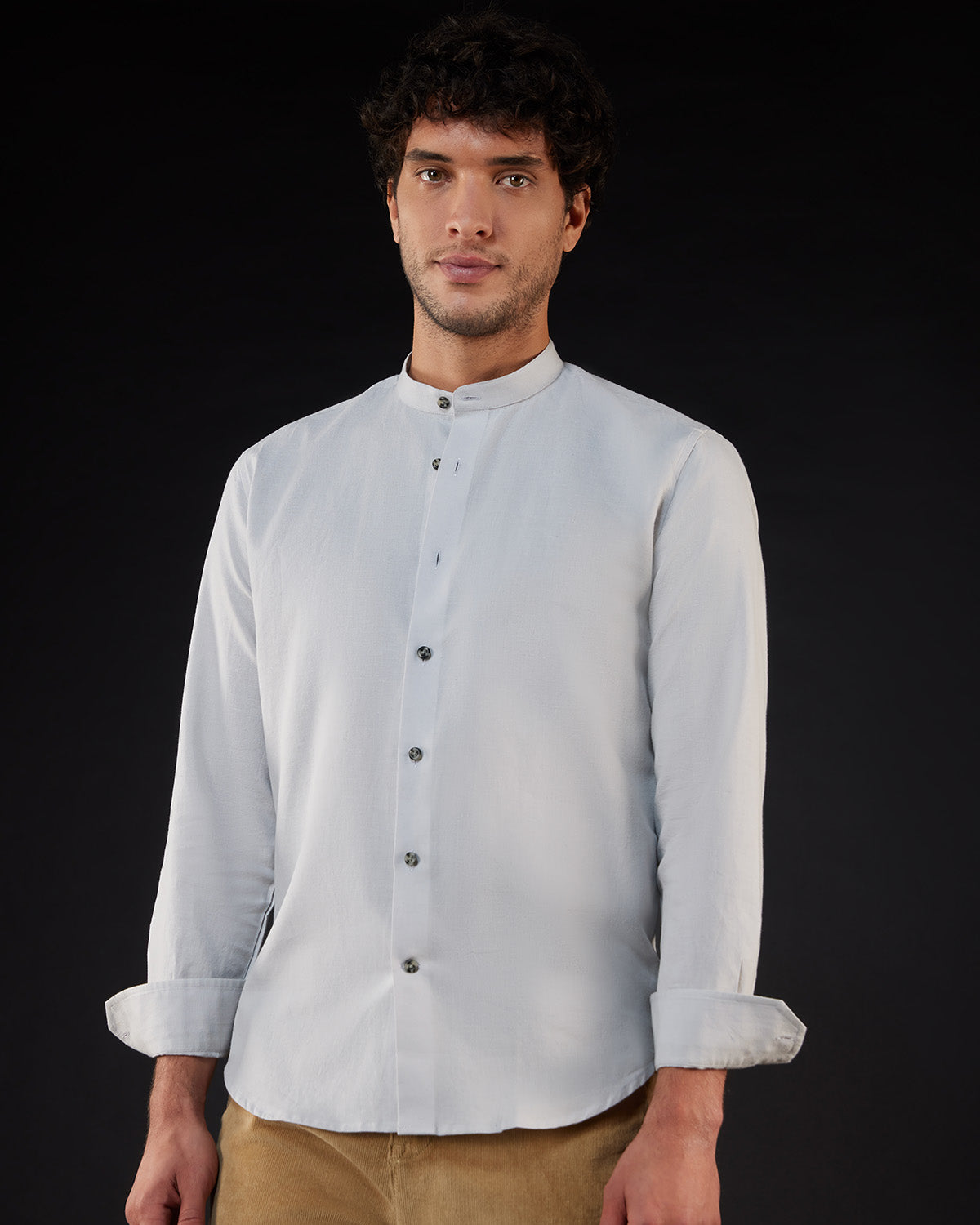 Cotton Linen Shirt - Light Grey