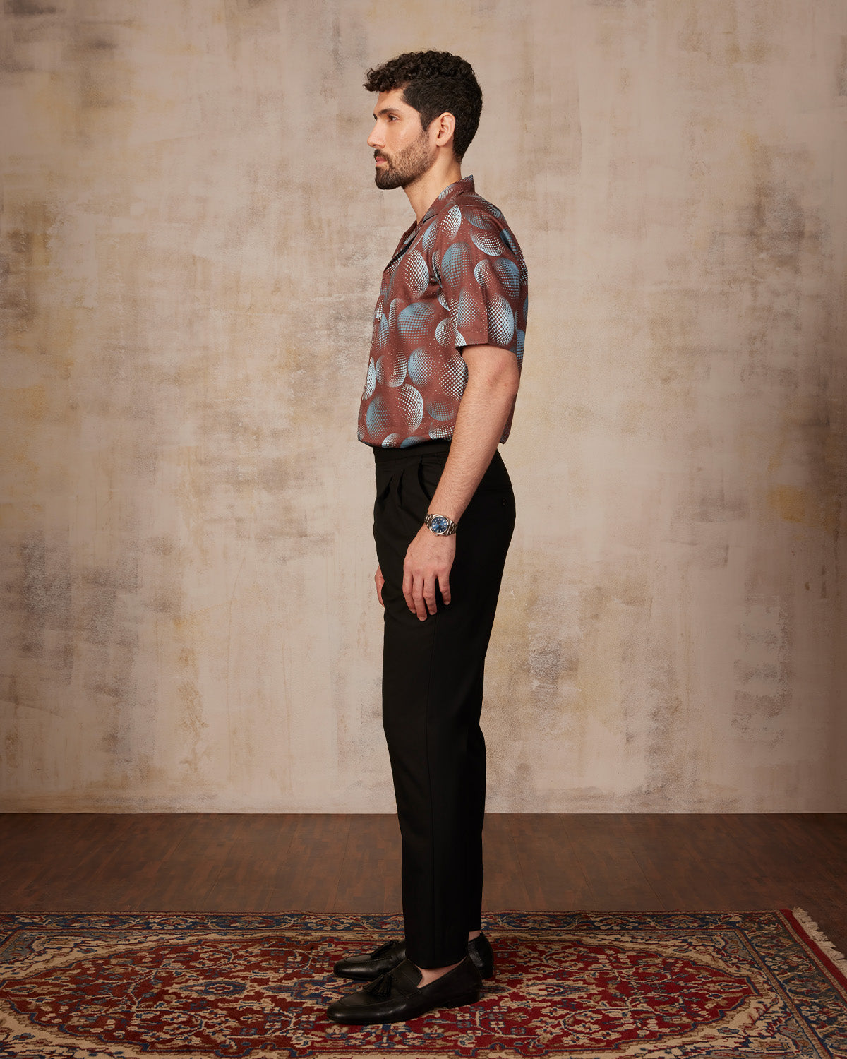 Dotted Printed Shirt - Brown & Blue