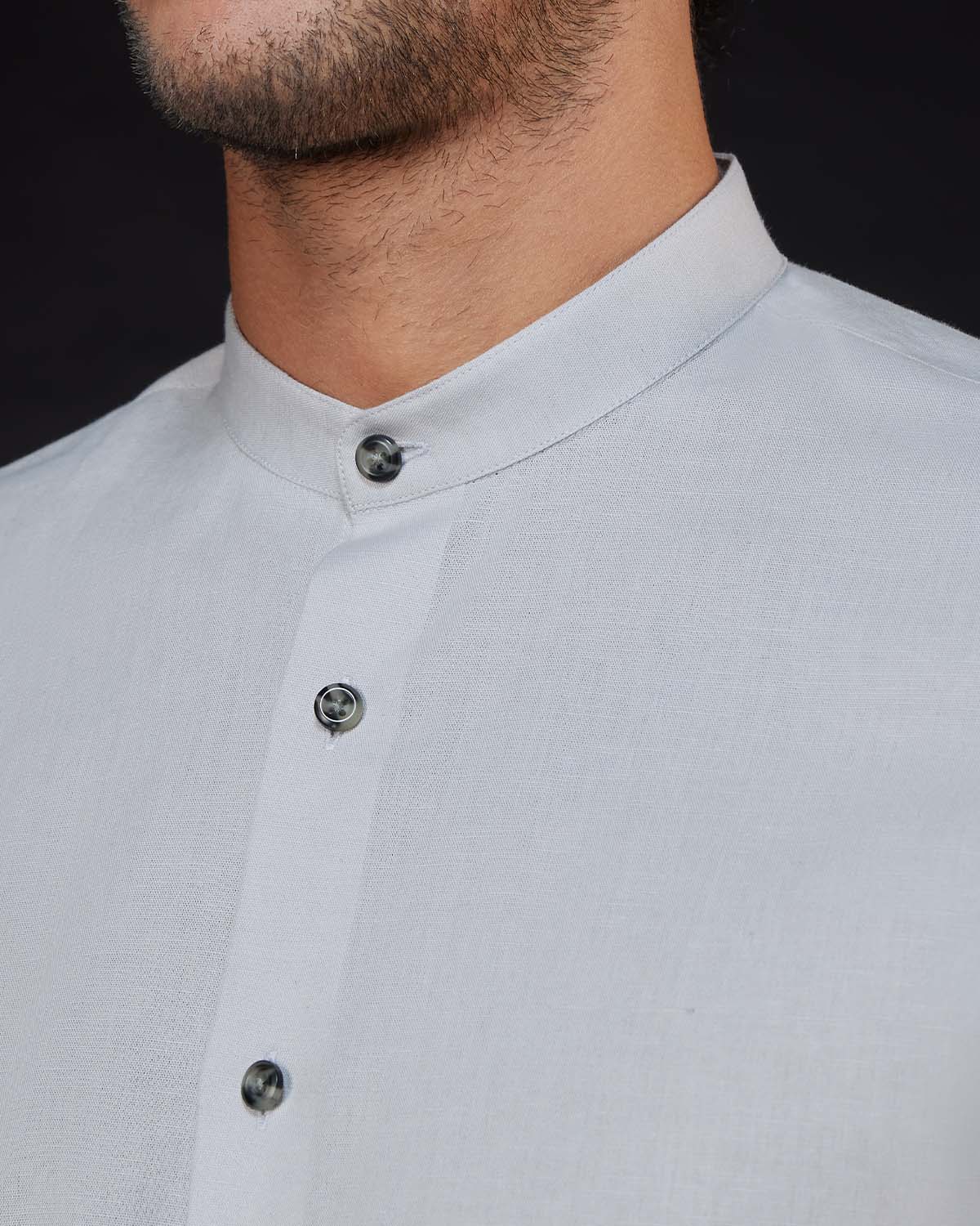 Cotton Linen Shirt - Light Grey